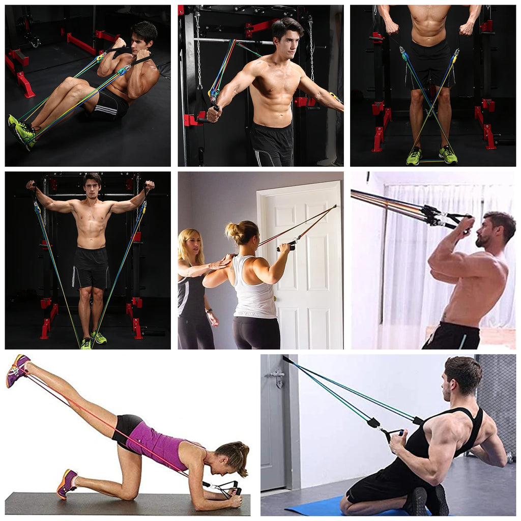 Multi-function Tensioner Suit Muscle Training Belt Elastic Bands Portable Fitness Equipment
