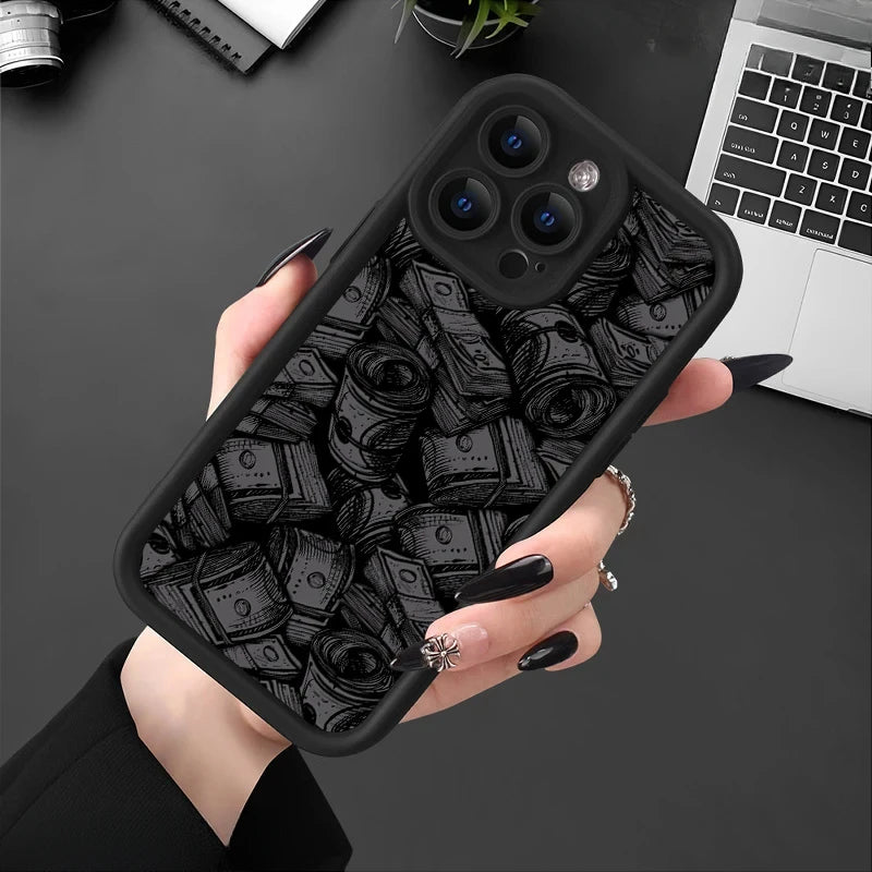 Banknote pattern phone case with soft silicone case.