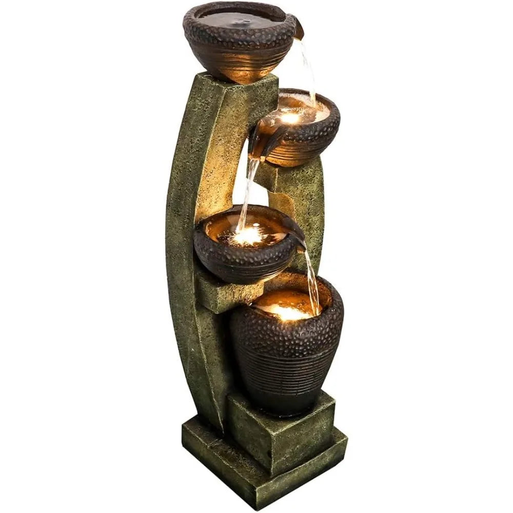 40” Outdoor Garden Fountains With Contemporary Design & led Lights.