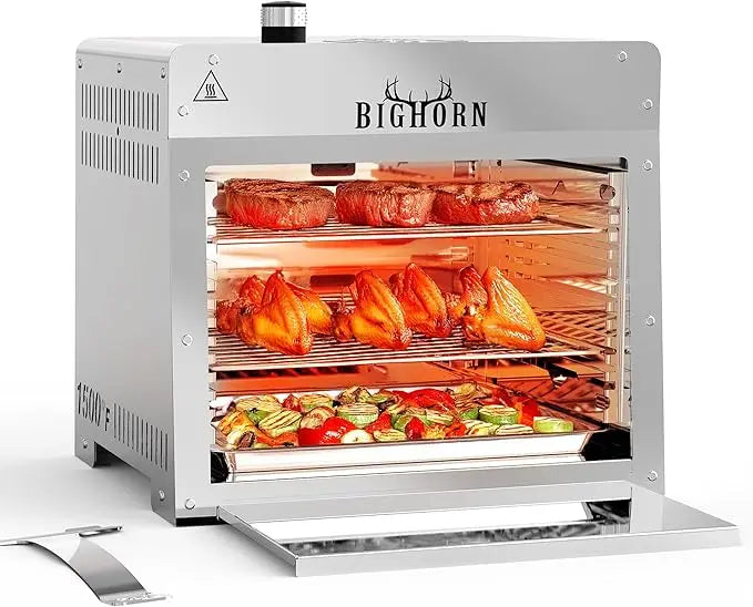 1500°F Small Infrared Propane Gas Grill – Portable Steak Broiler & Sear Station, Outdoor Salamander BBQ with Pizza Stone, Stain