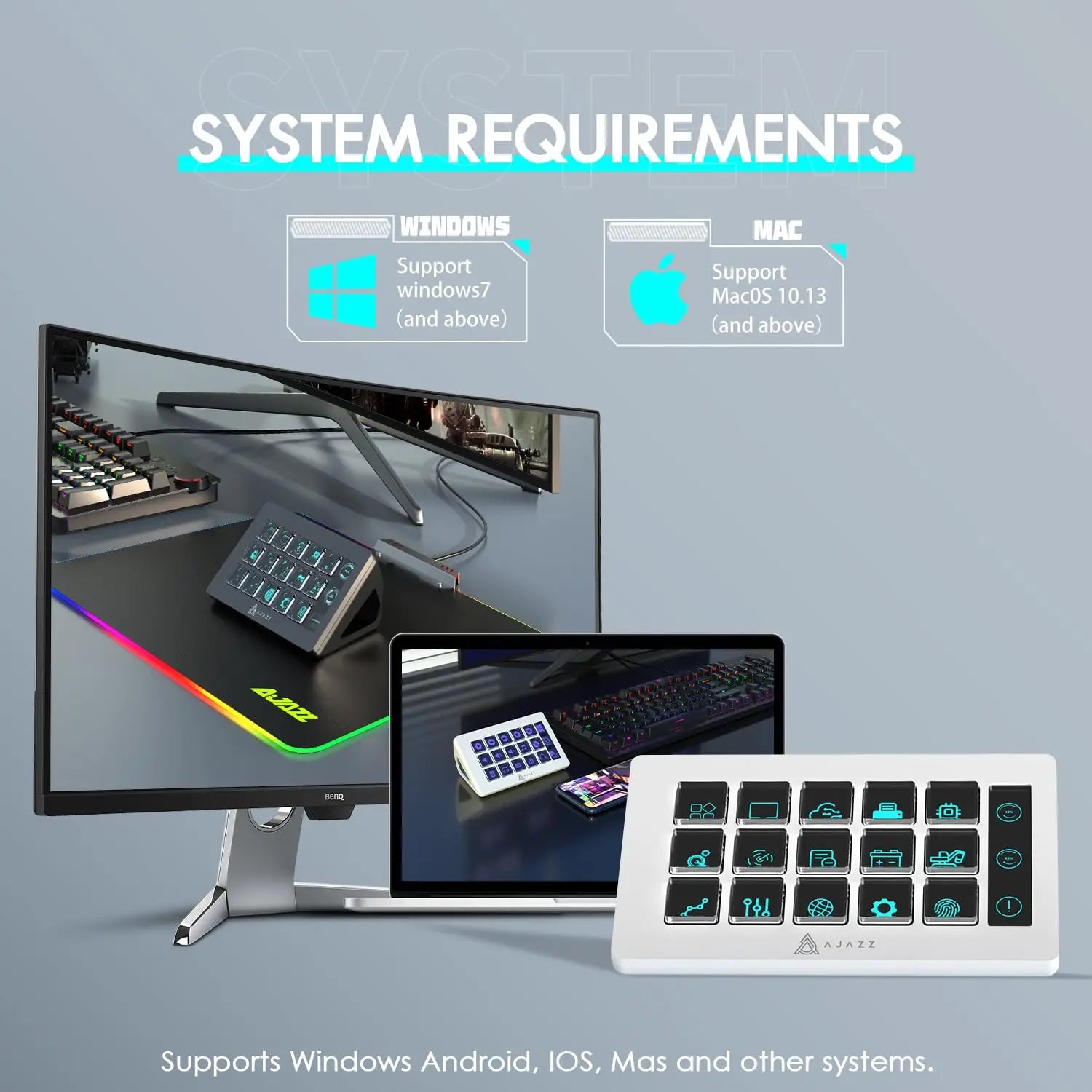 ATTACK SHARK x AJAZZ AKP153 STREAM DECK 15 Customisable Buttons Stream Deck With Versatile Side Screen