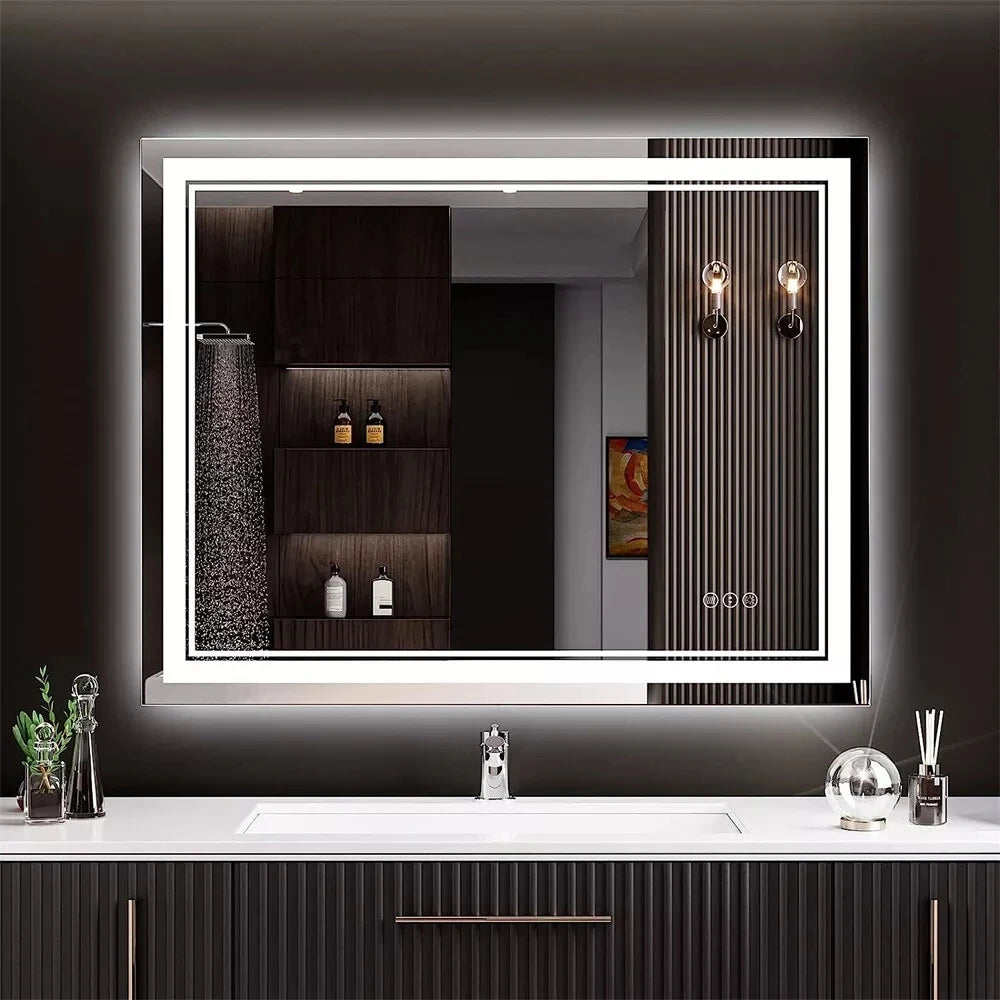 LED Front Backlit Dimmable Vanity Wall Mirror HD Anti-fog