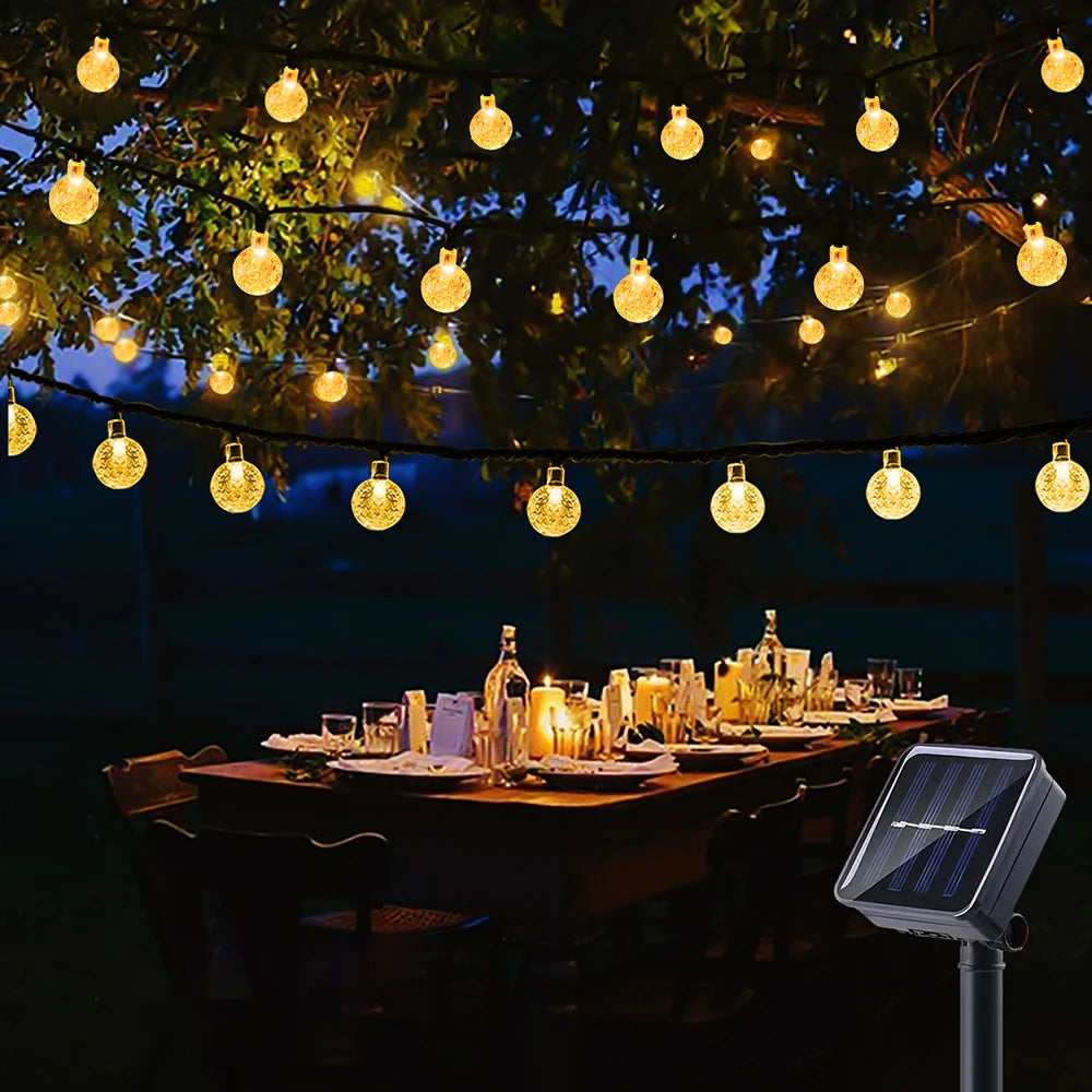 Solar String Lights Outdoor Bubble Ball Lighting String 8 LIghting Modes for Garden.