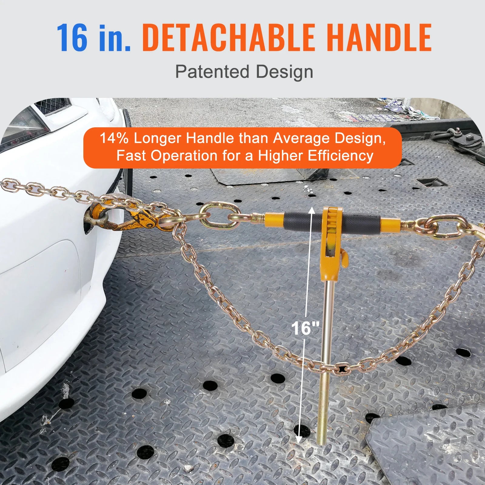 7100 lbs Ratchet Chain Binder Heavy Duty Secure Load with Anti-skid Handle Tie Down Hauling for Flatbed Truck Trailer