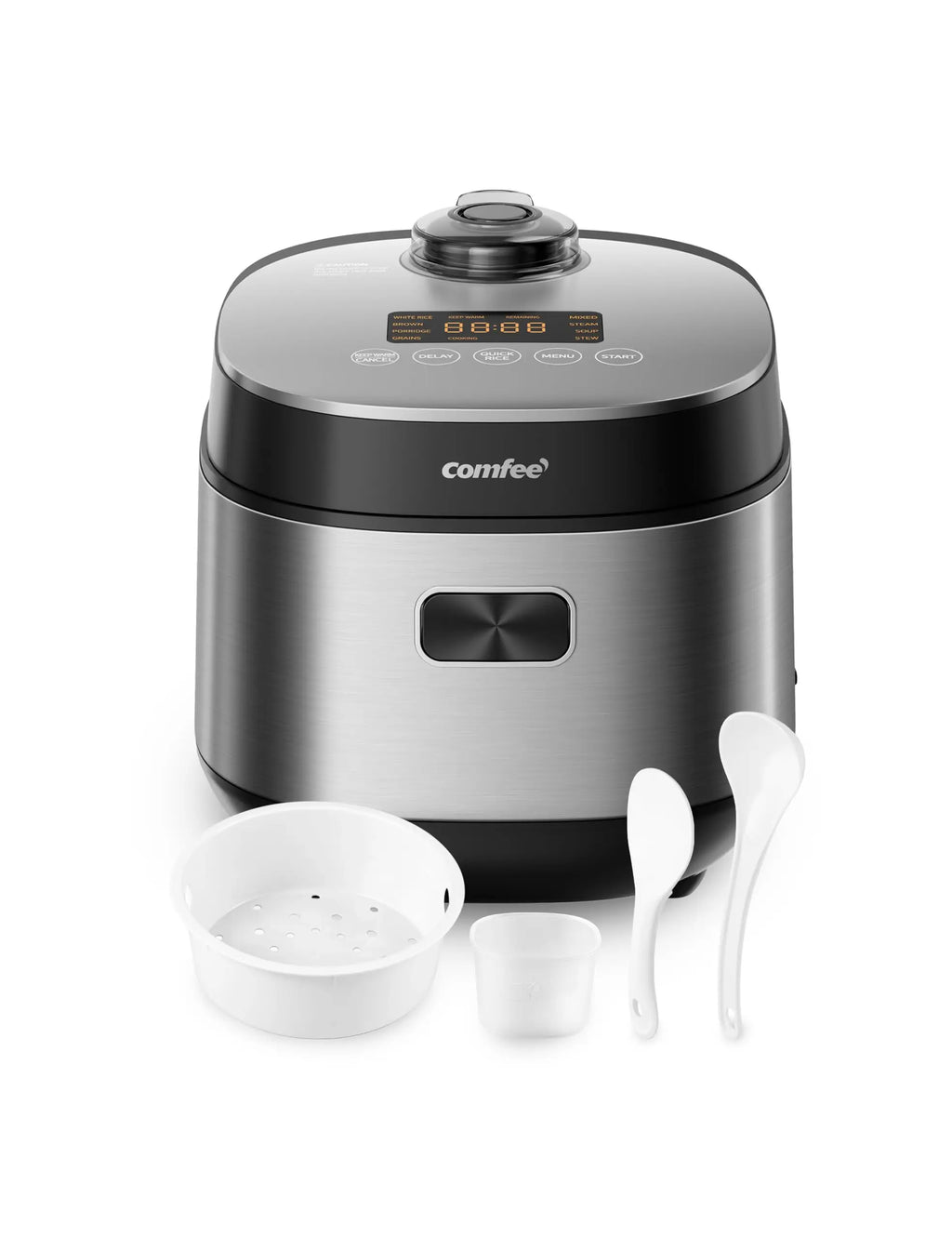 3. 9-in-1 Compact Rice Cooker with Fuzzy Logic - 8 Cup Fast Cooker for Rice, Grains & Steam, Ideal for Dorms