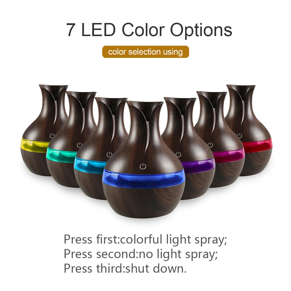 Mini USB Diffuser Air Humidifier with 7-Colors LED night light Aromatherapy Diffuser.