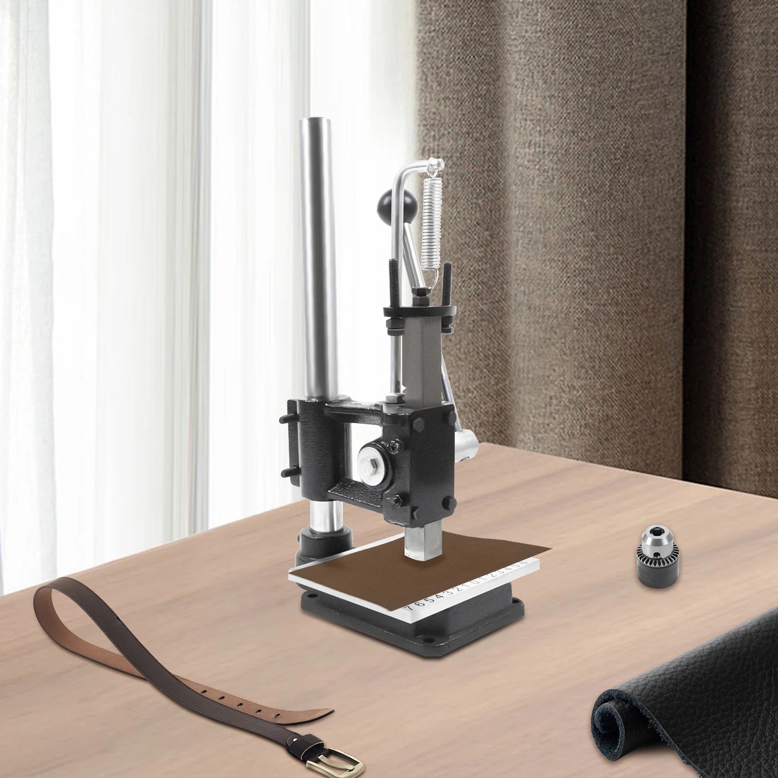 Leather Press Leather Hole Puncher Upgraded Hand Punching Machine for DIY Leather Craft Punching Holes Cutting, Forming Pressing