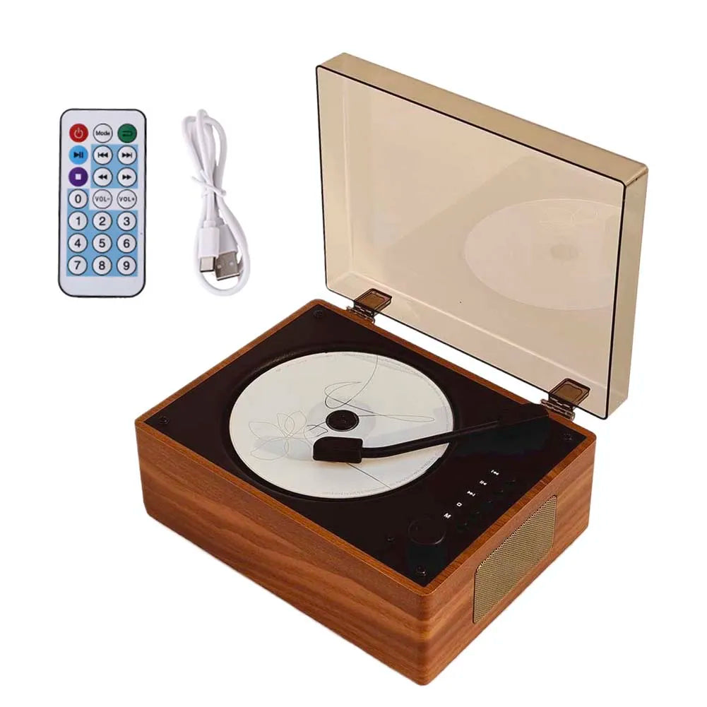 Wireless Portable Bluetooth Vintage Wood CD Retro player.
