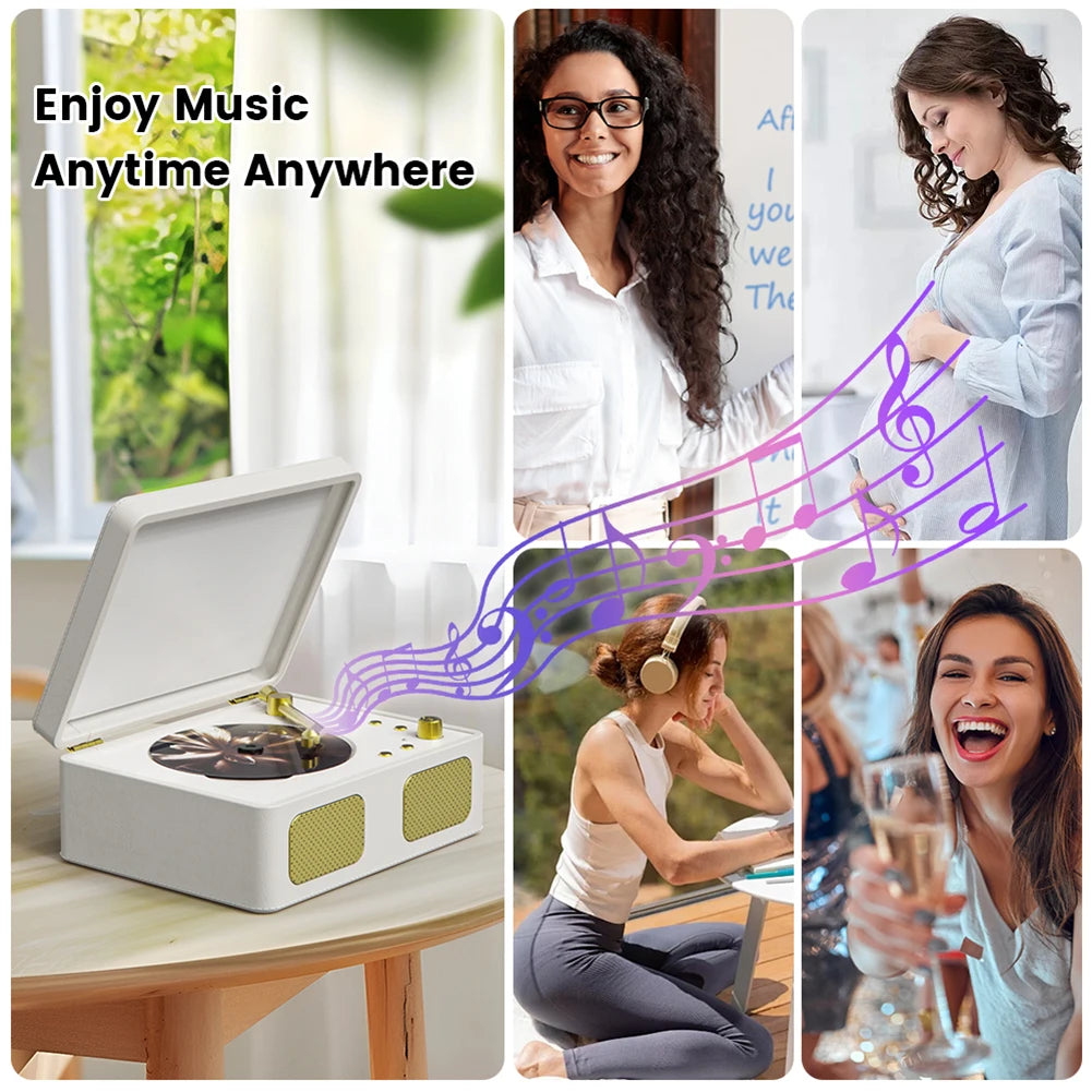 Wireless Portable Bluetooth Vintage Wood CD Retro player.