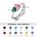Ring with Heart Birthstone Personalized Inlaid Engraved.