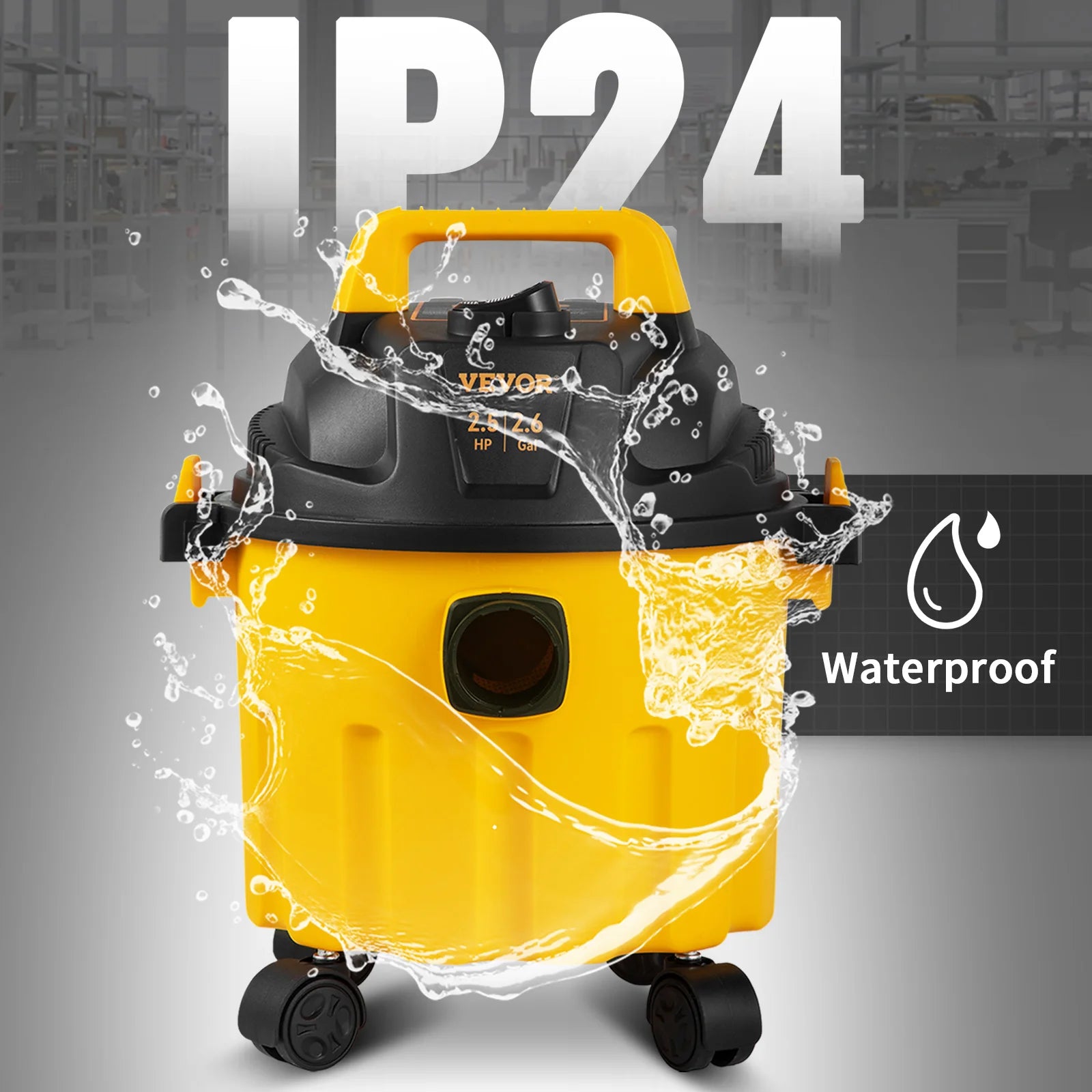 Wet Dry Vac 2.6 Gallon 2.5 Peak HP 3 in 1 Portable Shop Vacuum with Blowing Function  Attachment Storage for Floor