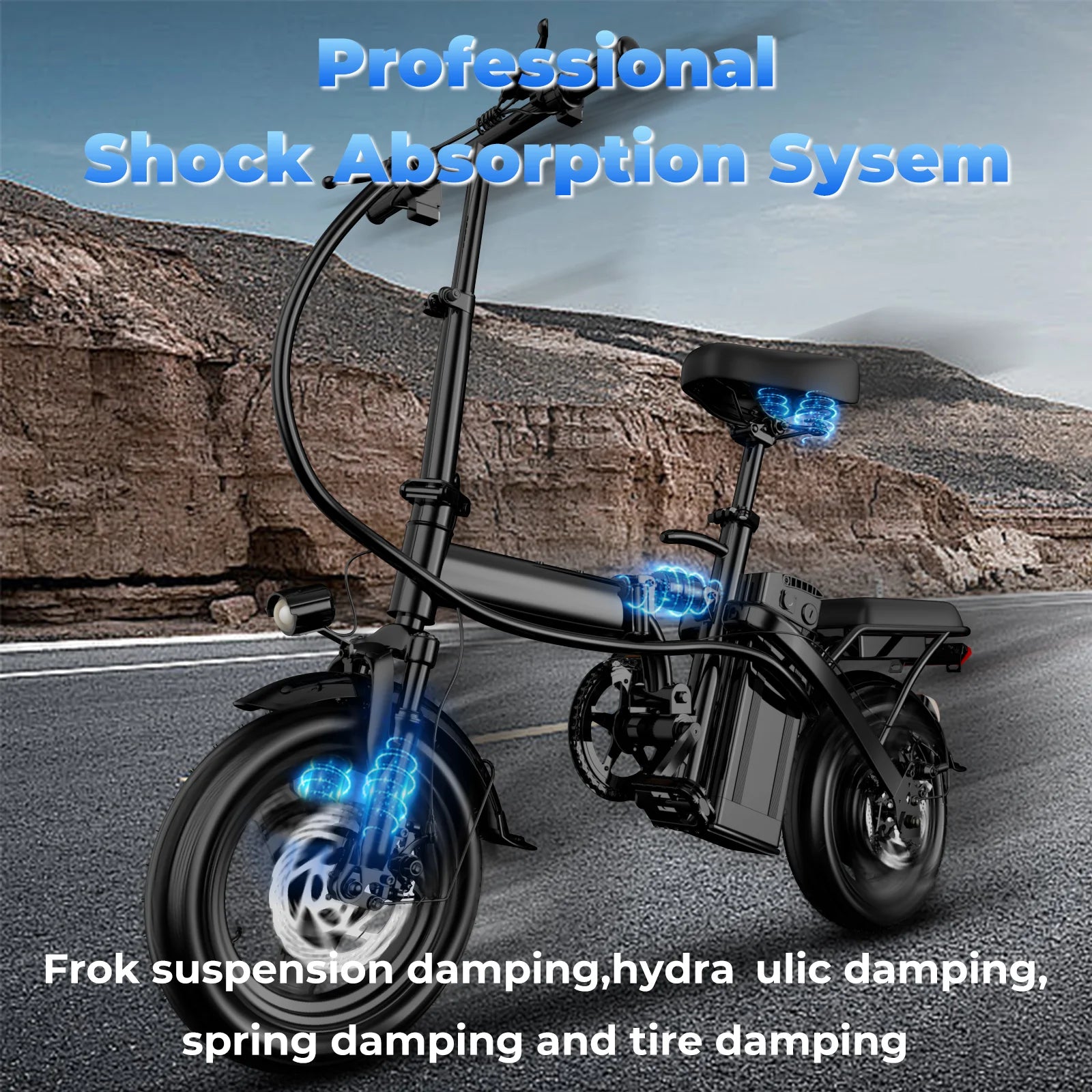 500W Electric Bike, 20 MPH, 48V 10.4Ah Removable Battery, 14 Inch Folding Electric Bike.