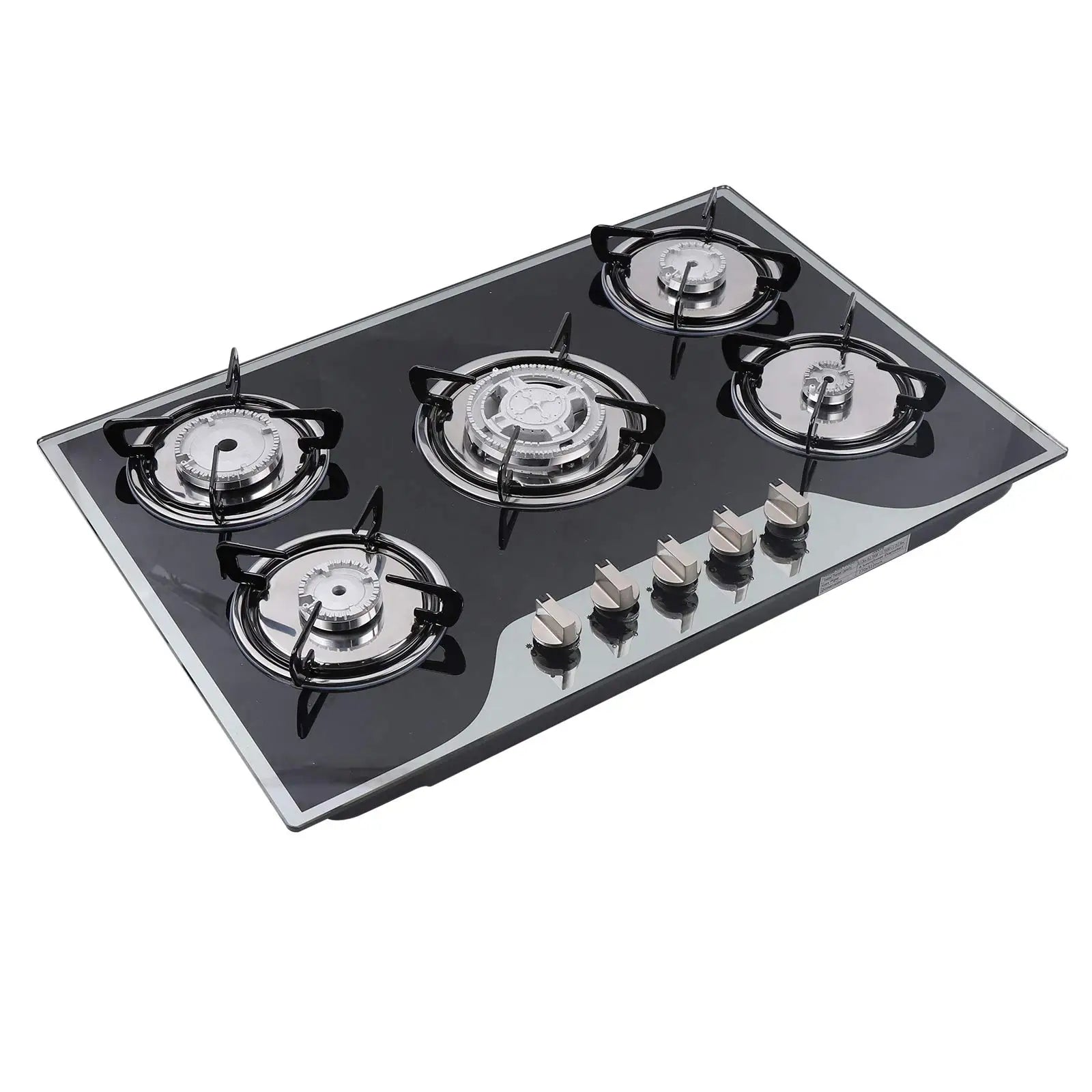 Gas Cooktop 30 Inch Gas Stove Cooktop Stove Burner Tempered Glass Built in 5 Burners Gas Hob Grate Stovetop Lpg/Ng Convertible (