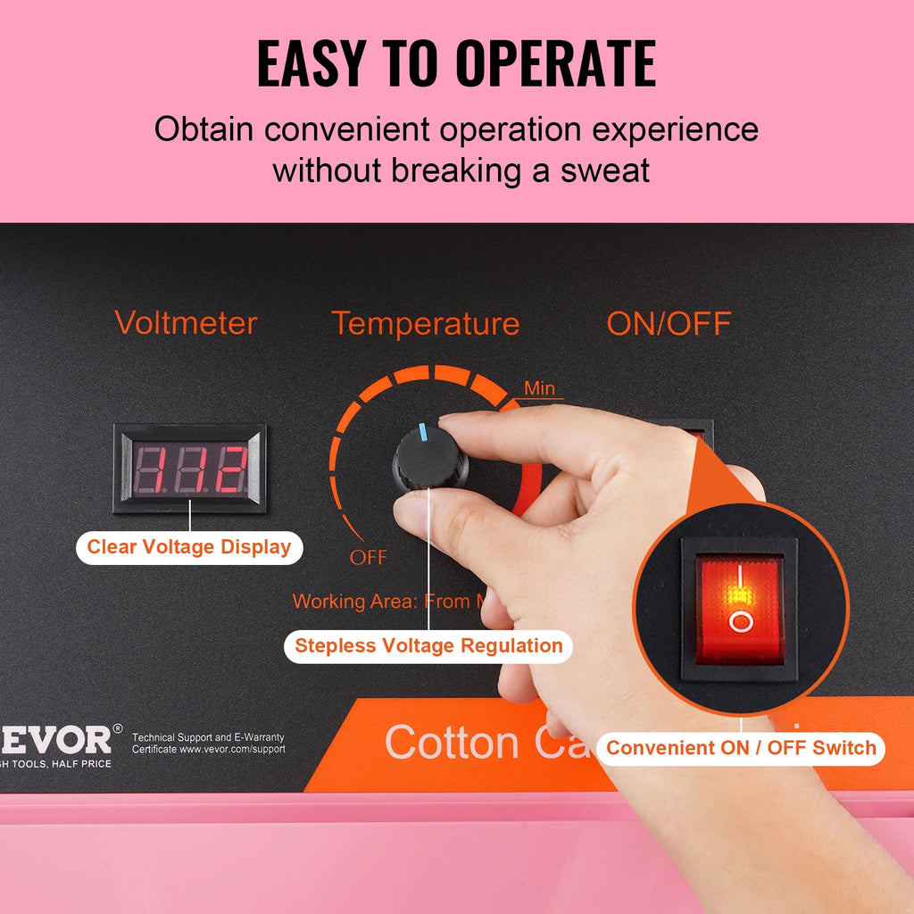 Electric Cotton Candy Machine 1000W Candy Floss Maker Commercial Cotton Candy Machine Stainless Steel Bowl Sugar Scoop
