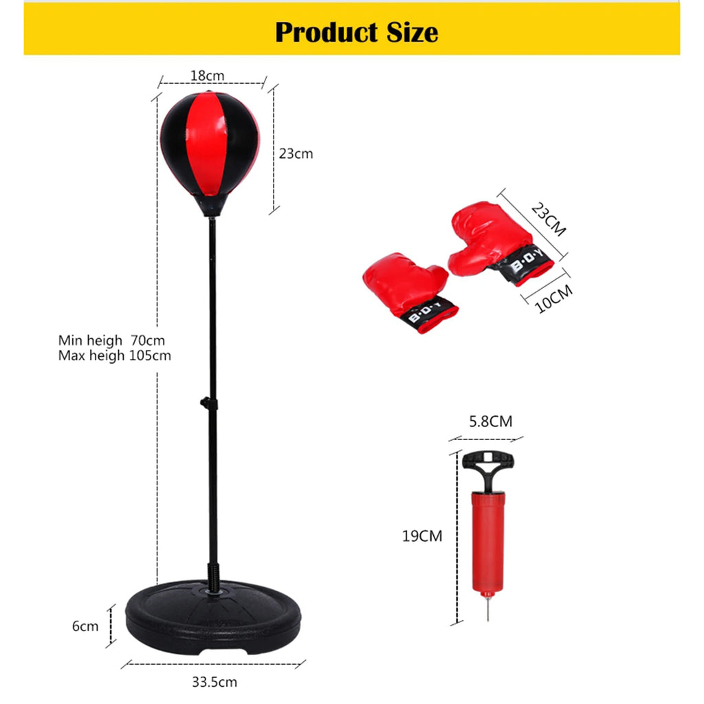 Children Boxing Set Kids Boxing Ball Adjustable Height Kids Punching Ball Bag Speed Boxing Sports Set Fighting Game With Gloves