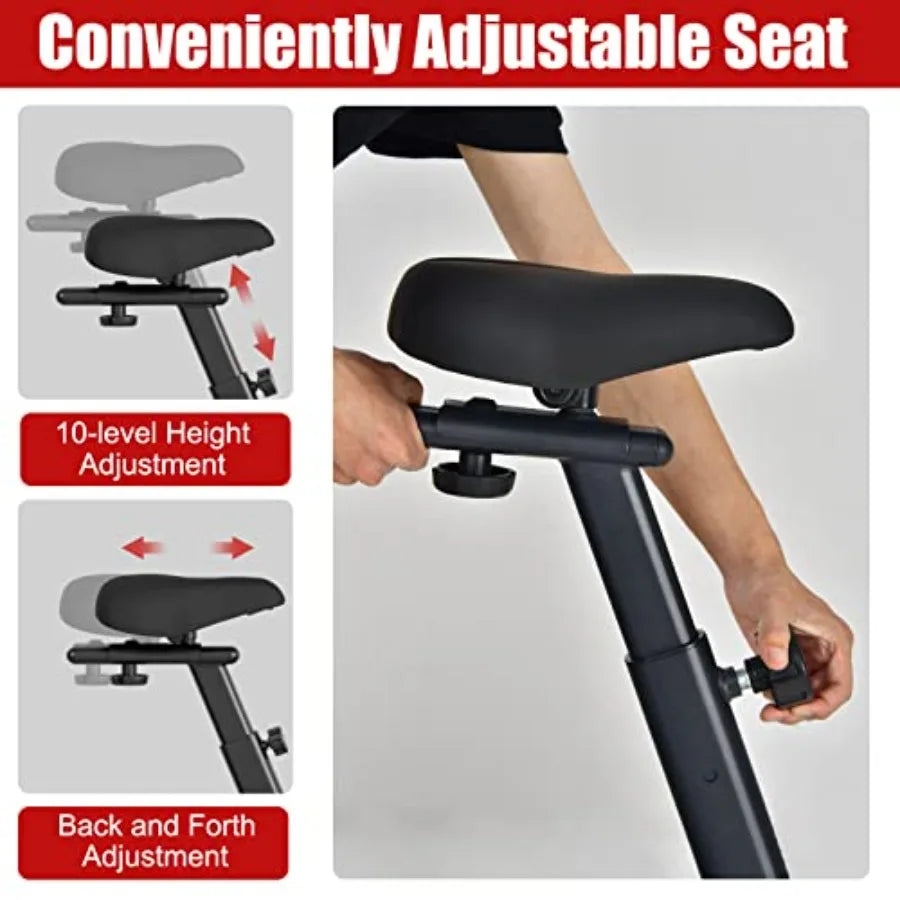 Fan Bike Air Resistance Upright Bike with LCD Monitor Phone Holder Builtin Wheels for Home Gym Cardio Training Workout Fitness