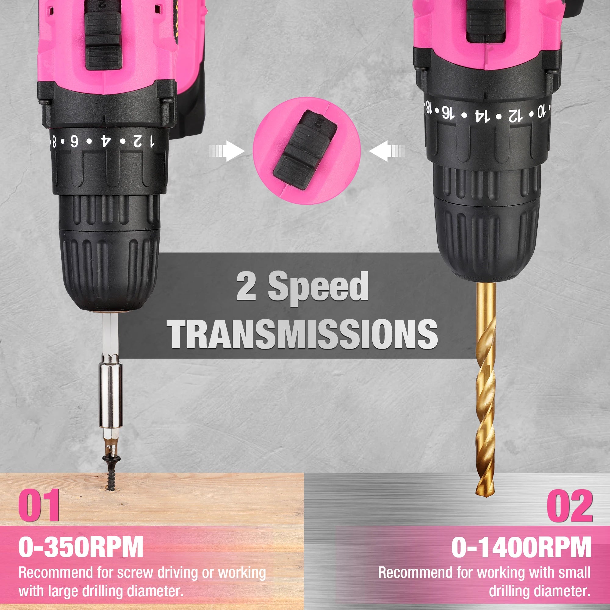 ValueMax 20V 3/8" Pink Cordless Drill Set.