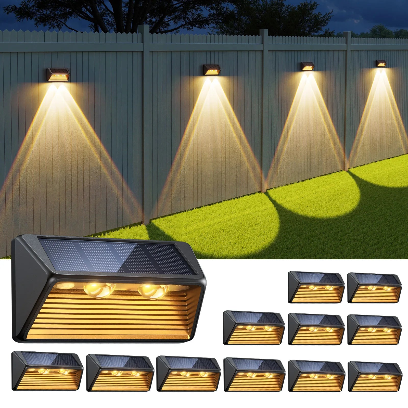 4/8/12-Pack Solar Fence/Step Lights.