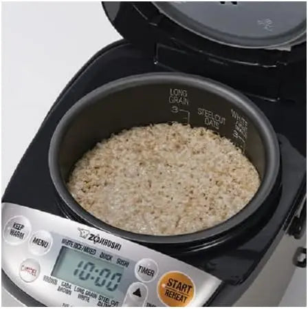 Compact 3-Cup Rice Cooker with Multiple Menu Settings, Stainless Steel, Retractable Cord & Easy Transport