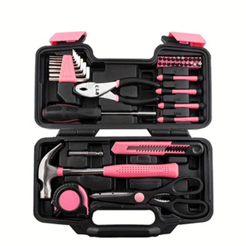 39-Piece All Purpose Household Pink Tool Kit.