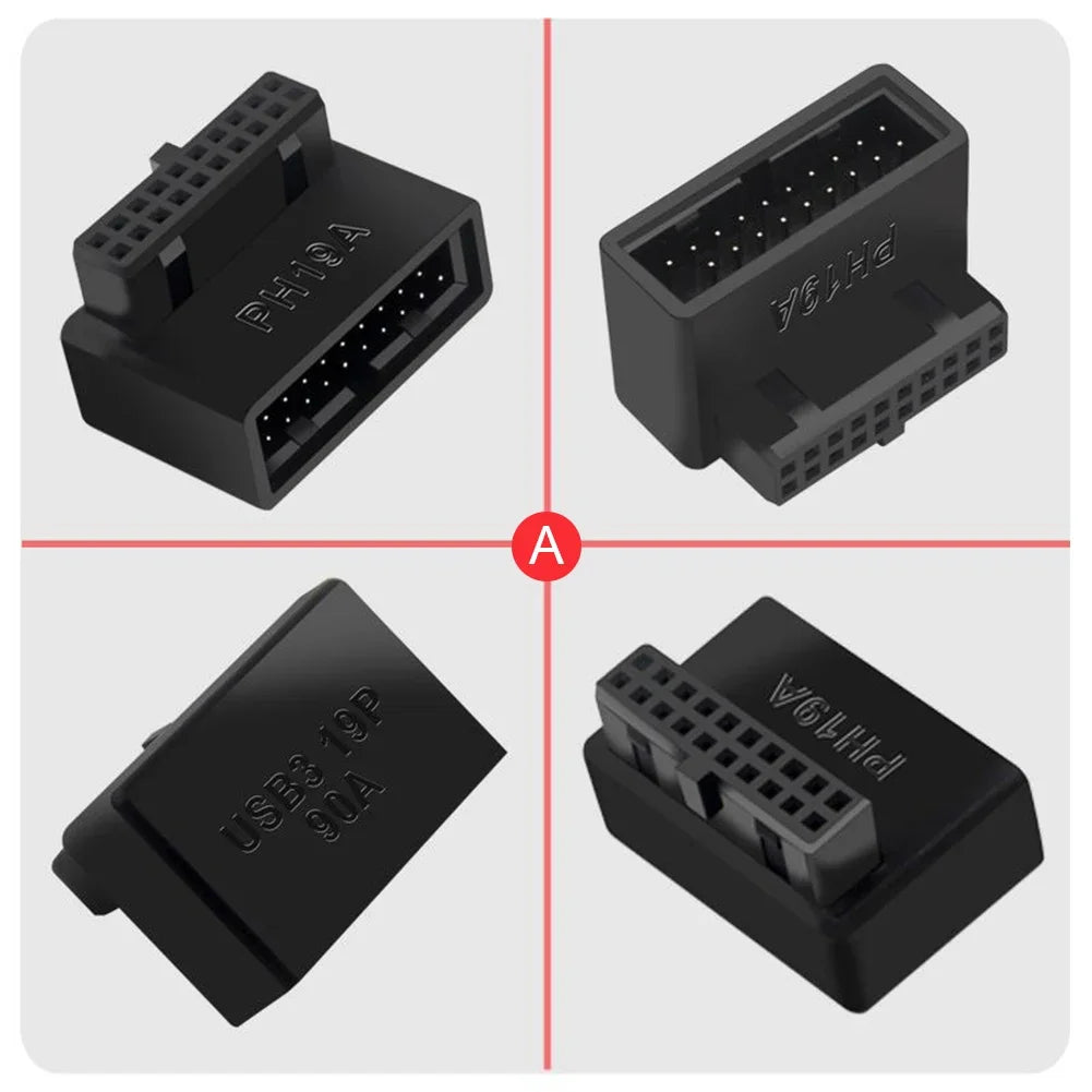 Computer Motherboard Header Adapter USB 3.0 19P/20P 90 Degree Desktop Converter Desktop Computer Accessories