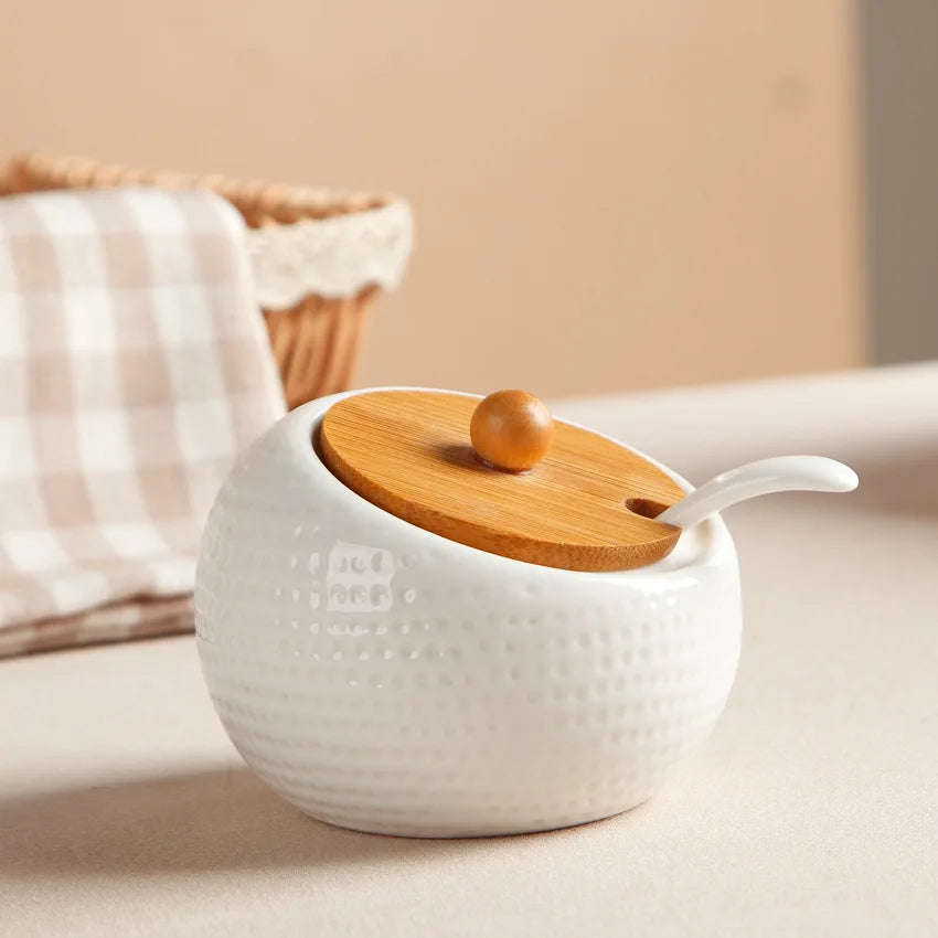 Seasoning Box Chili Jar With Lid Seasoning Bottle Jar Set Seasoning Box Ceramic Salt Jar Household Kitchen Supplies Storage Tank