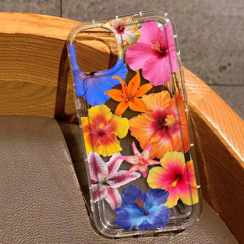 Flowers Lily Hibiscus Pattern Clear Case.