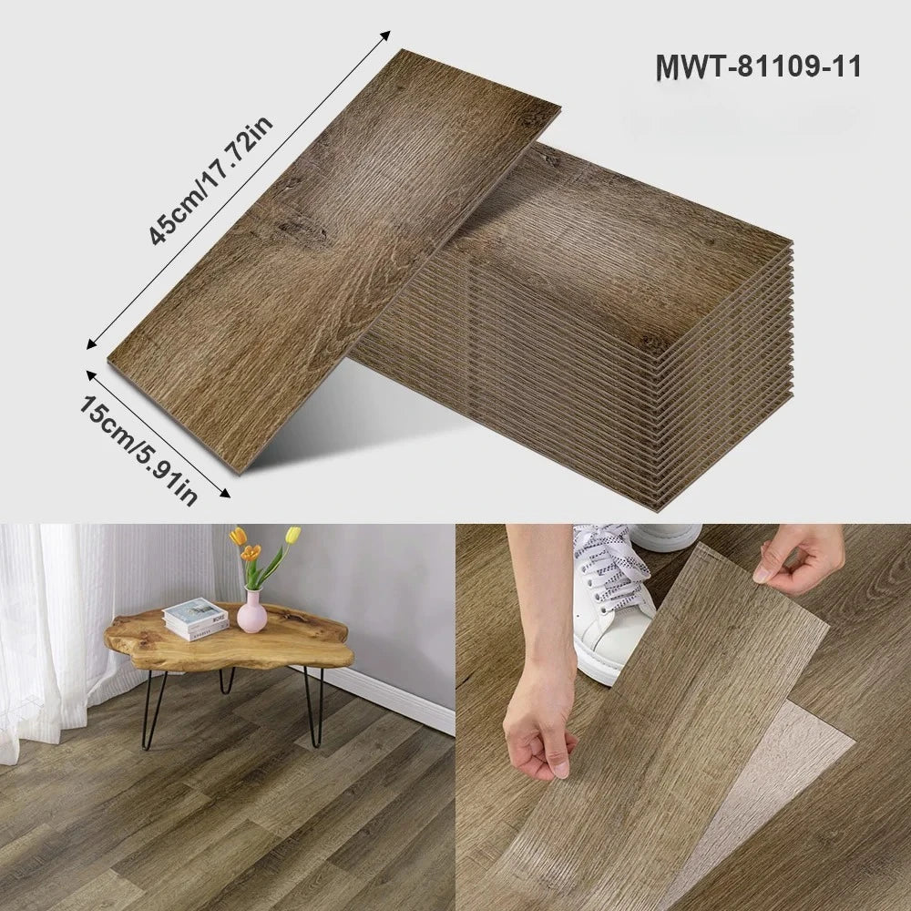 Thicken Wood Grain Floor Sticker Industrial Cement PVC Vinyl Floor Sticker Self-adhesive Waterproof Tile Sticker Home Decor