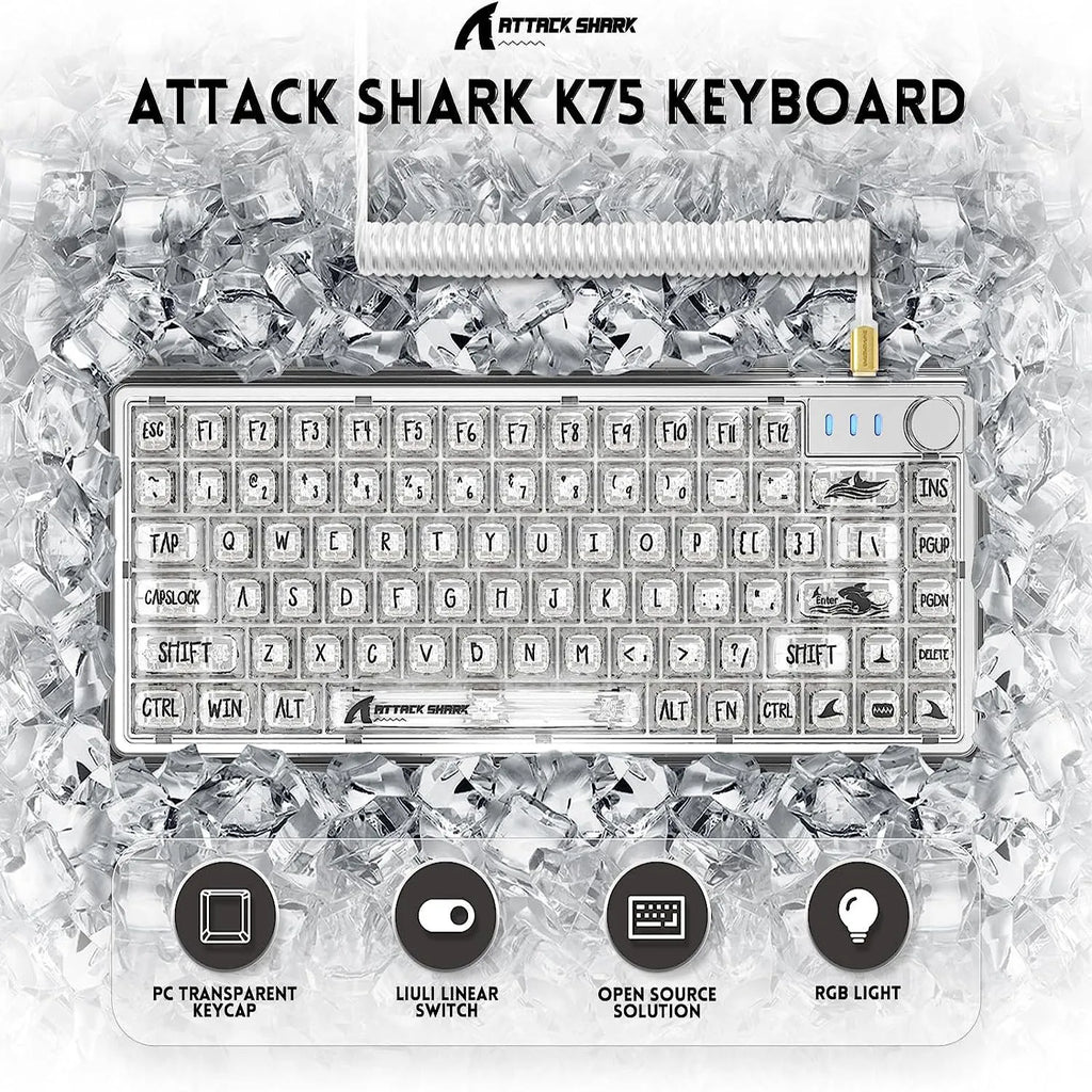 Hot Swappable Wired Keyboard, Transparent PC Keycaps, Custom RGB Gaming Keyboard, Gasket Keyboard, Linear Switch
