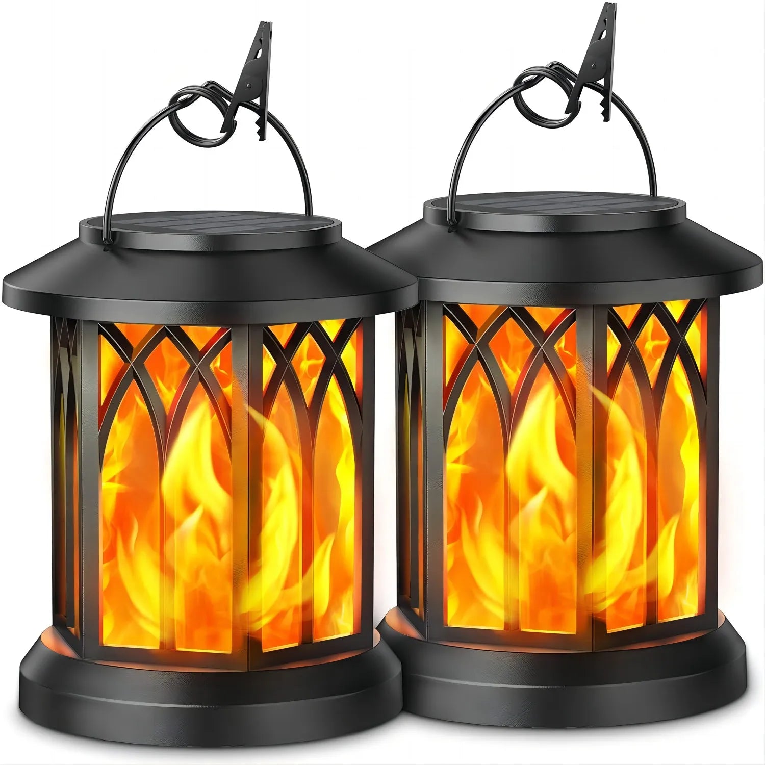 2 Pack Upgraded Flickering Flame Solar Lanterns/