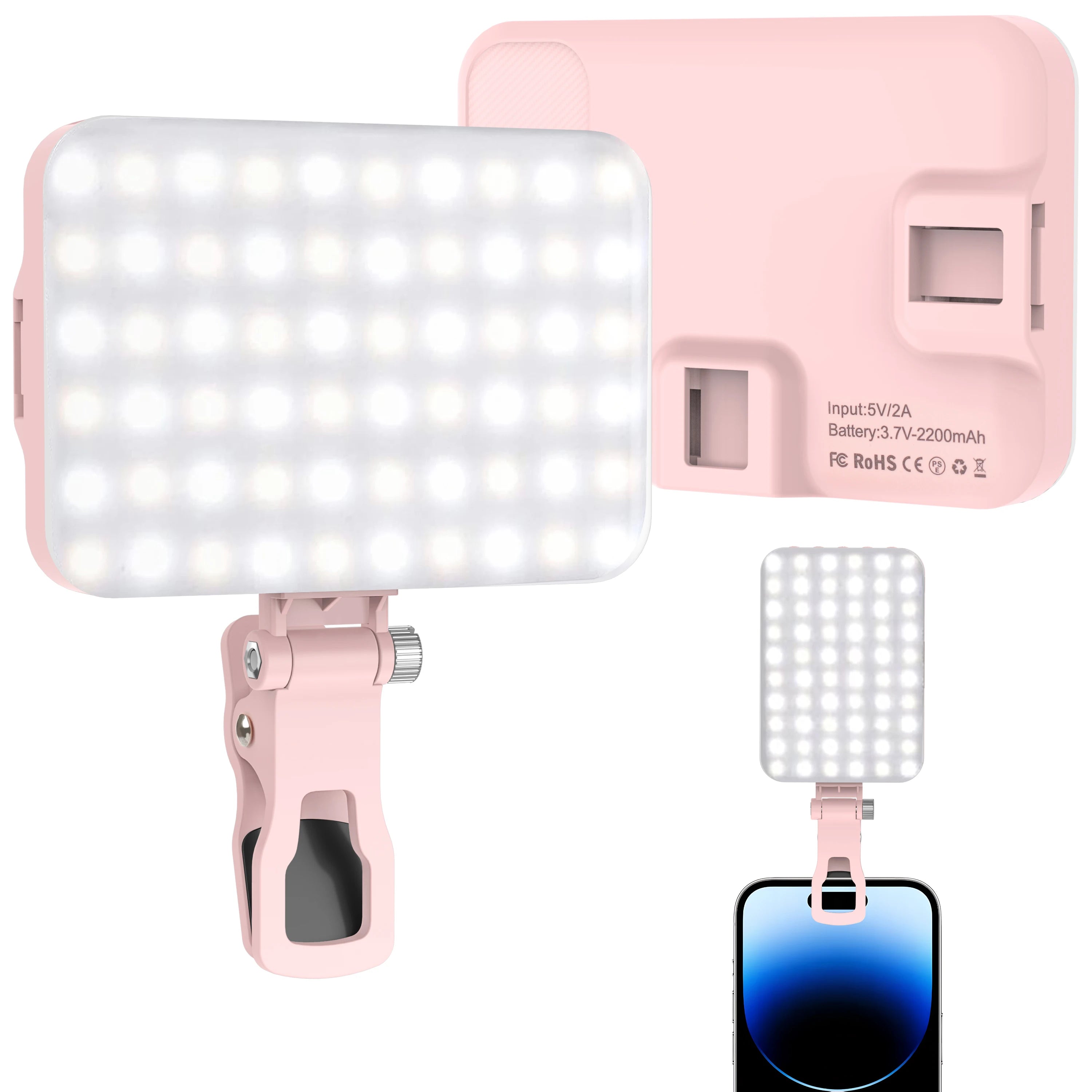 LED Selfie Light 60 High Power Rechargeable Clip Fill Video Light.