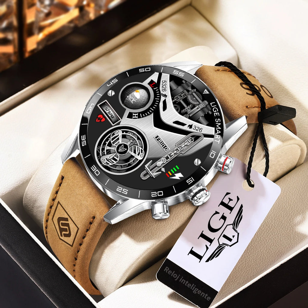 LIGE Brand Smartwatch For All Smartphone Connections AMOLED Screen Watch Men Smart Watch Waterproof Smartband HD Bluetooth Call