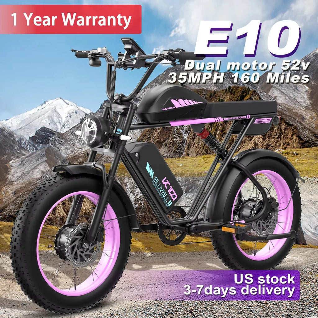 Moobelo E10 Electric Bike for Adults -52V Dual Motors 35MPH 160-Mile Range High-Capacity Battery Commuter Light Off-Road E-Bike