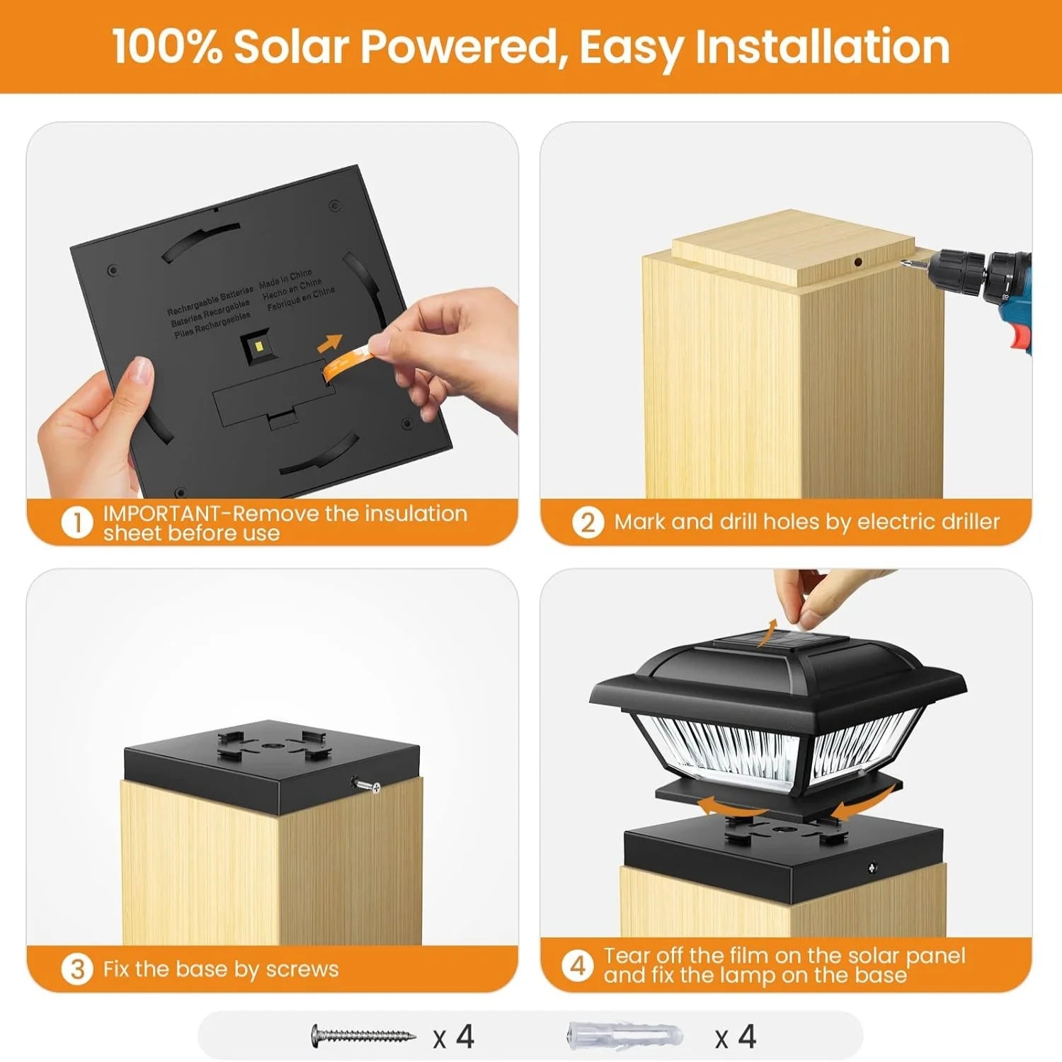 6/12 Pack Solar Post Cap Lights.