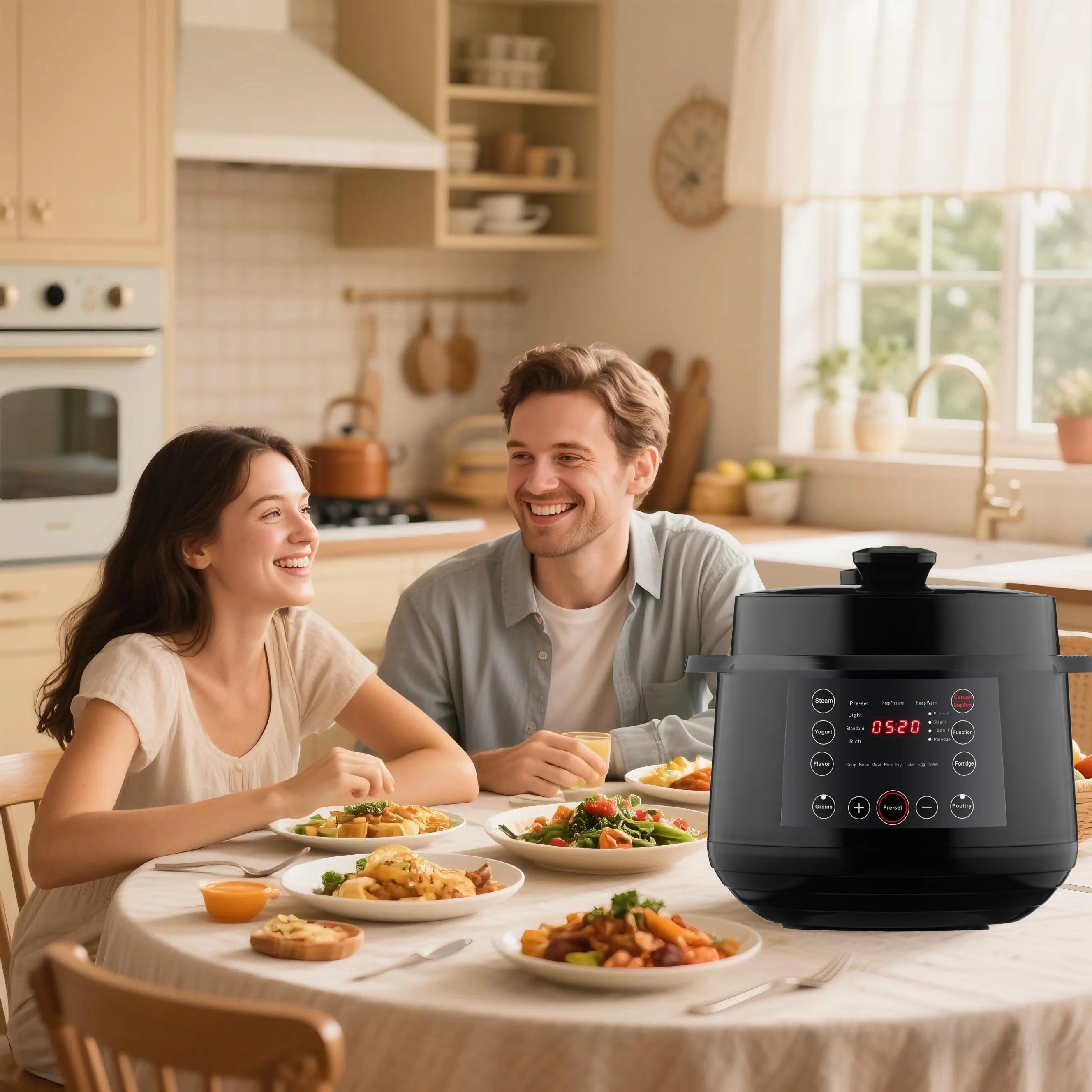 9-in-1 Multi Cooker 6-Liter 1000W Stainless Steel Programmable Pressure Cooker Slow Cooker Rice Maker Steamer Sauté Pan
