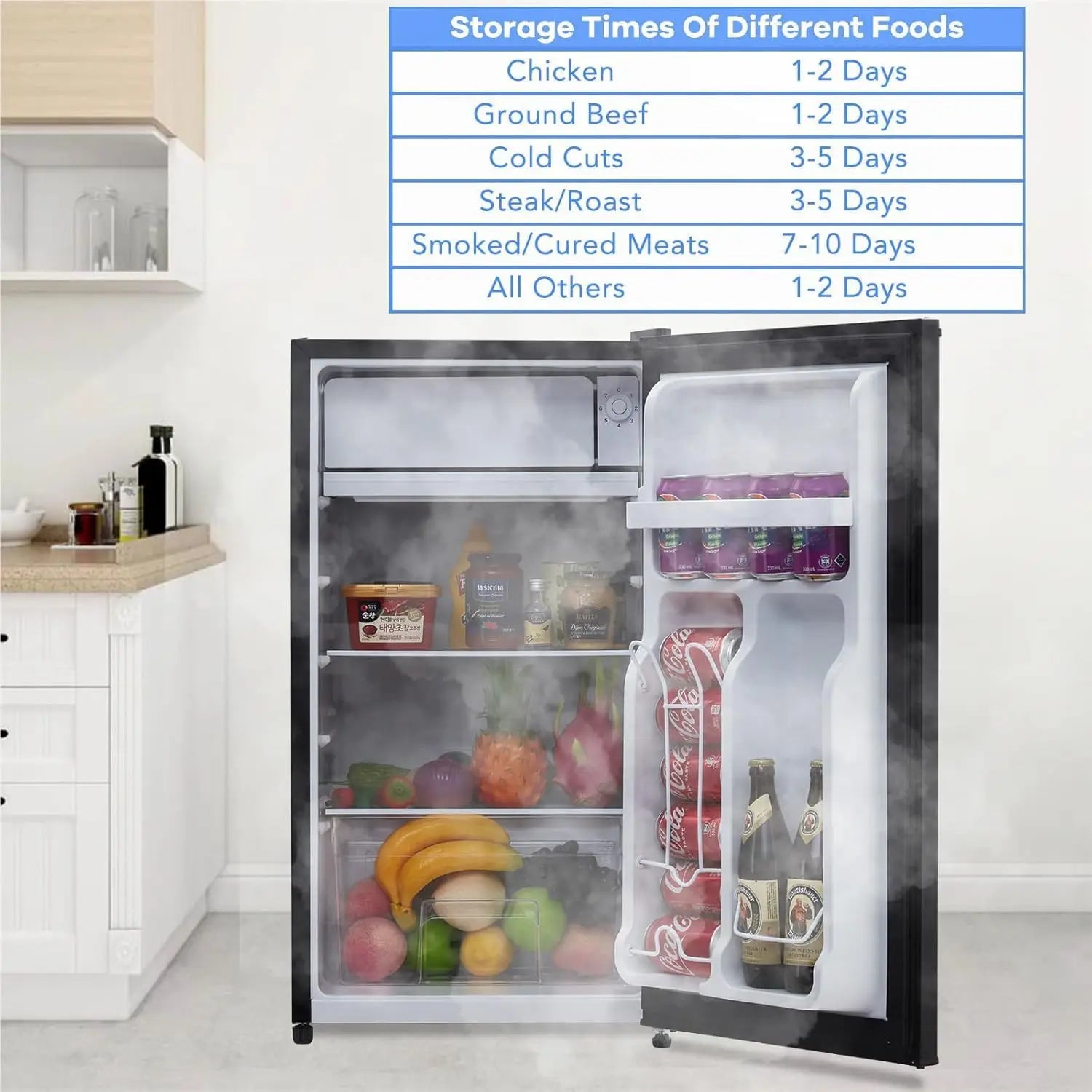 4.3 Cu.Ft Mini Fridge With Freezer, Single Door Refrigerator.