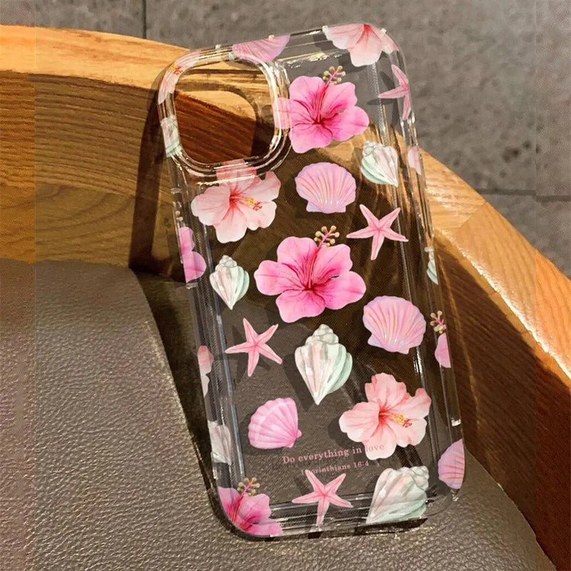 Flowers Lily Hibiscus Pattern Clear Case.