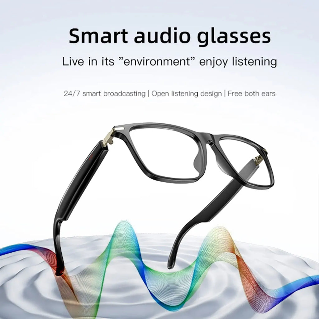 New smart glasses with built-in microphone and speaker.