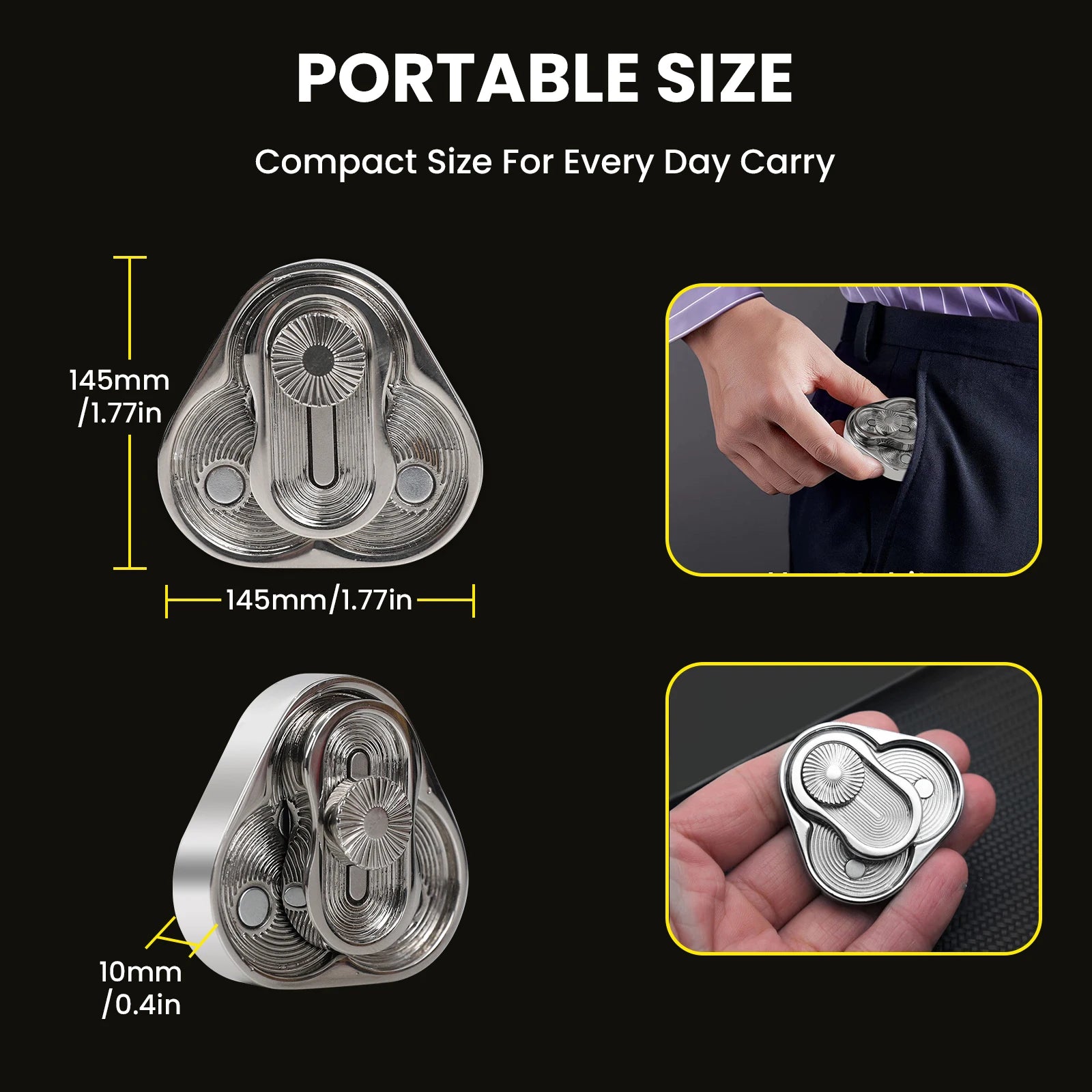 Metal Fidget Slider Triangle Rotation Stress and Anxiety Relief.