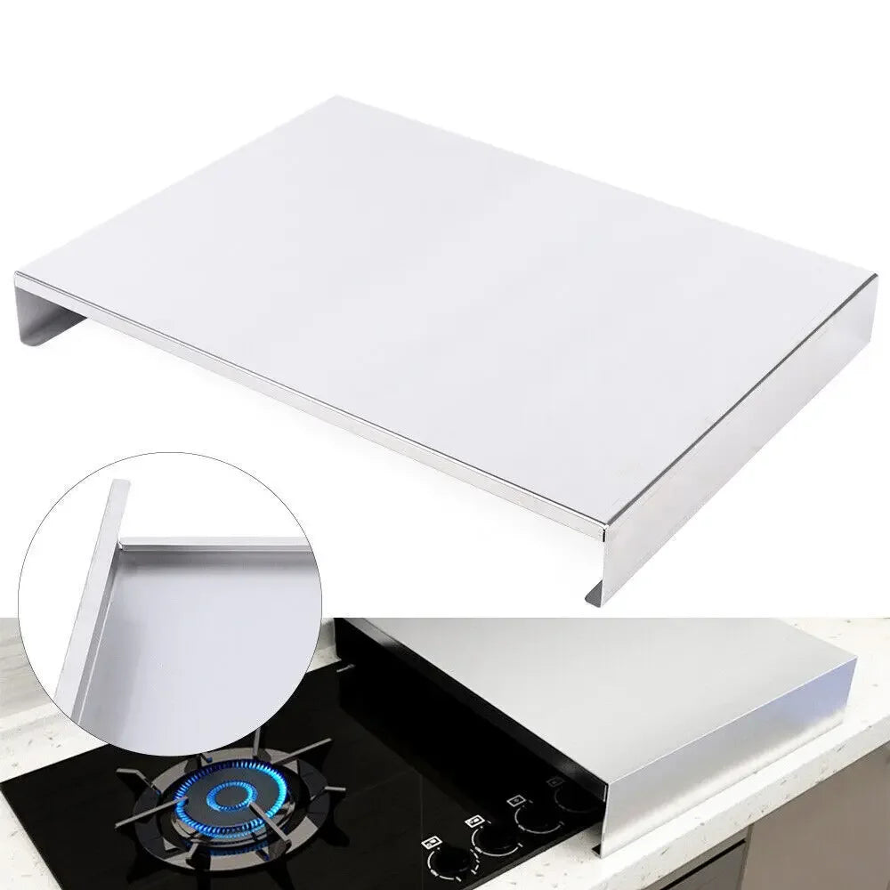 Stainless Steel Gas Stove Burner Cover Protective Top with Mounting Bracket Silver 30x40cm