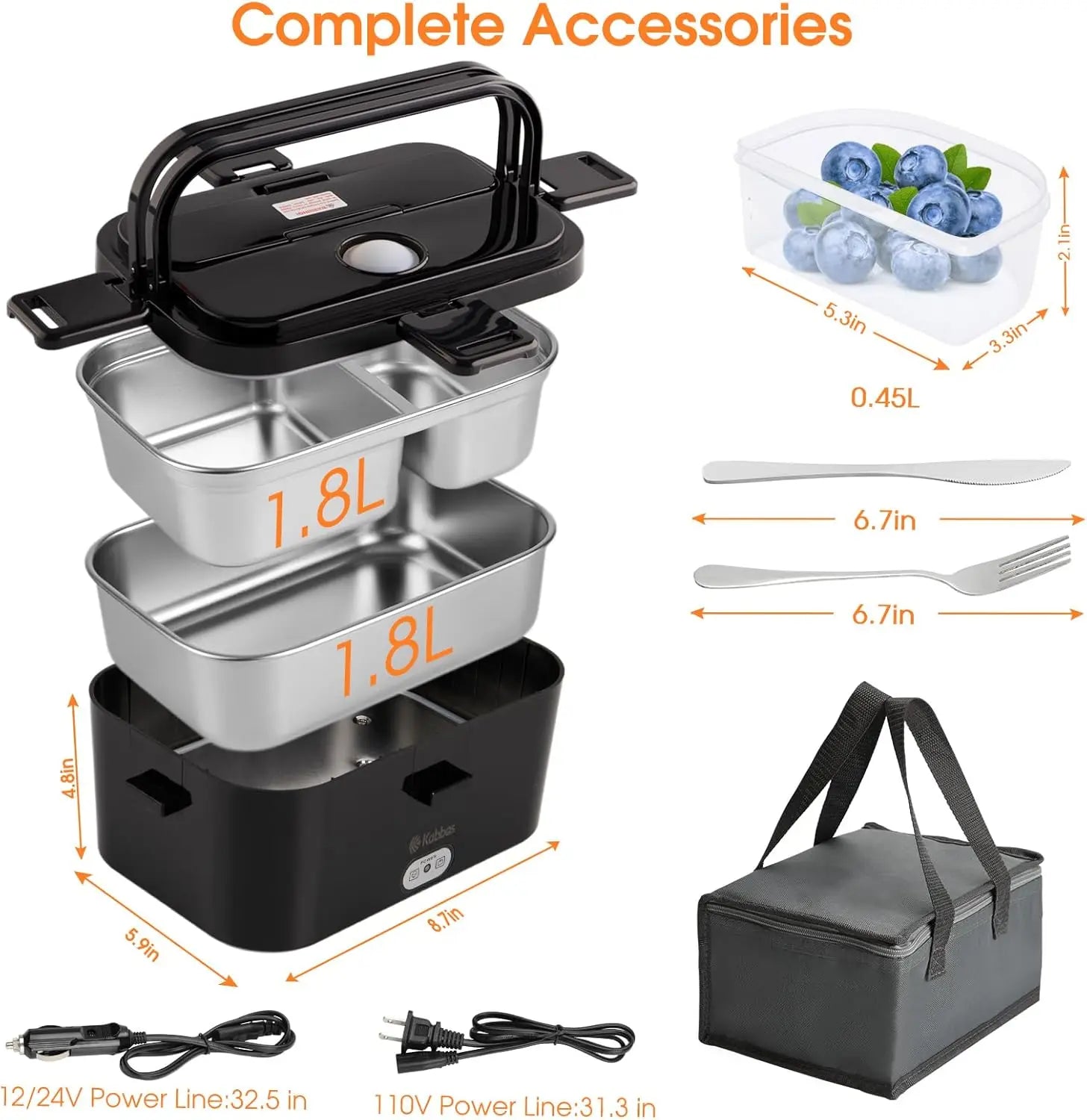 1.8L Portable Electric Lunch Box, Fast Heating.