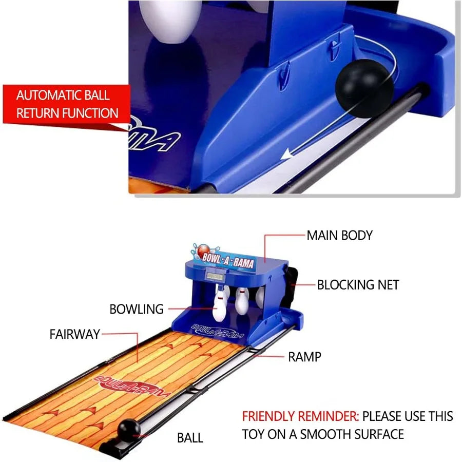 Electronic Bowling Alley Game with Automatic Reset Indoor Bowling Ball Sports Game Console with LED Electronic Scoreboard Light