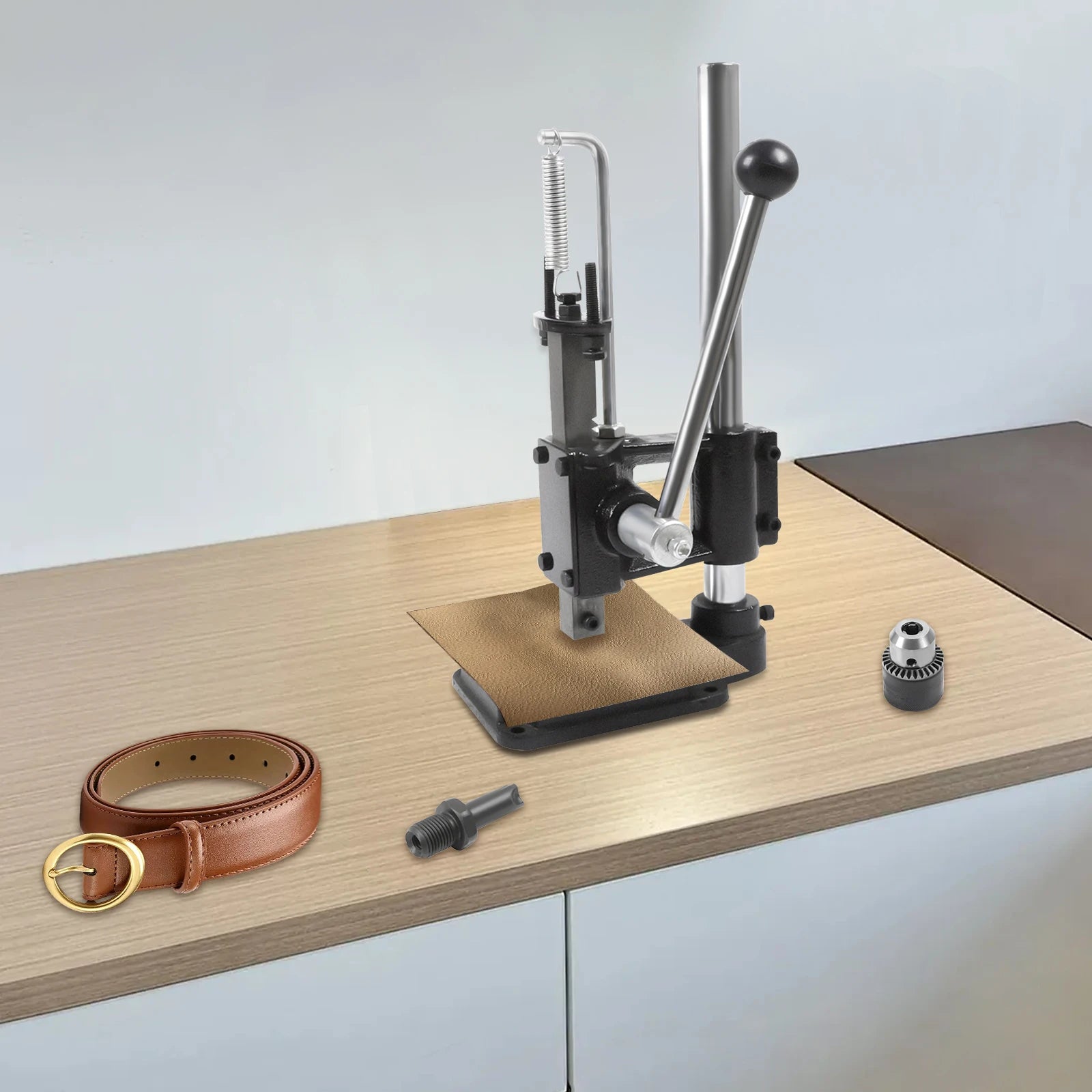Leather Press Leather Hole Puncher Upgraded Hand Punching Machine for DIY Leather Craft Punching Holes Cutting, Forming Pressing