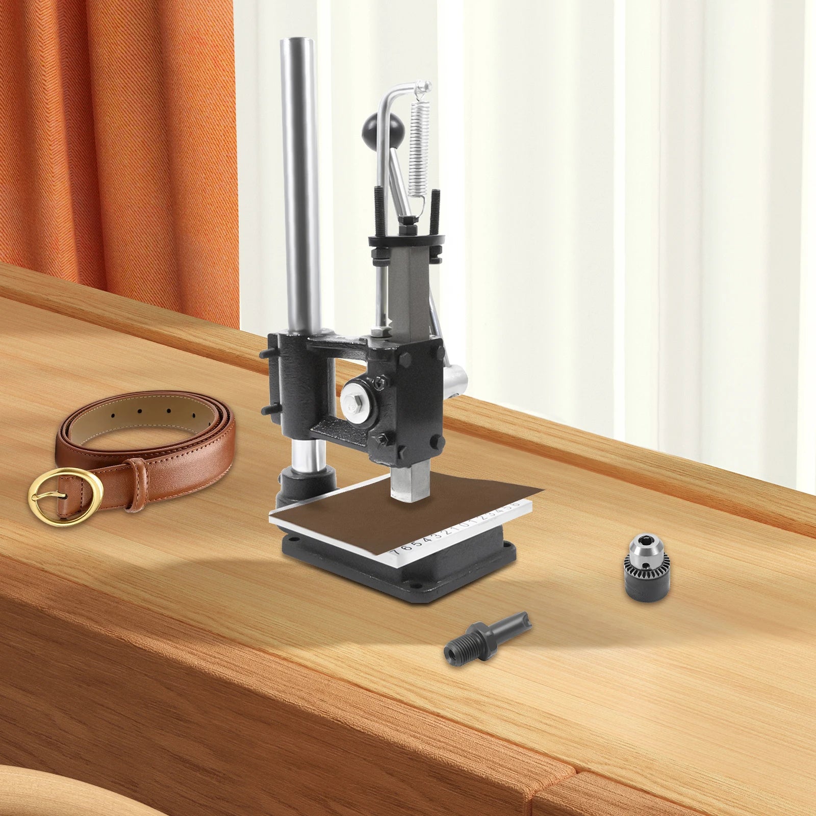 Leather Press Leather Hole Puncher Upgraded Hand Punching Machine for DIY Leather Craft Punching Holes Cutting, Forming Pressing