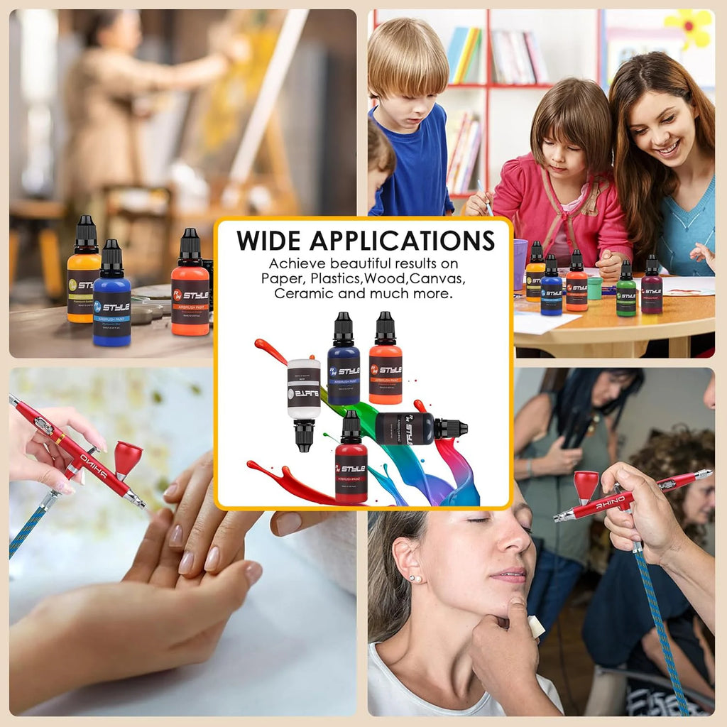 16Colors/Set Airbrush Paint Set, Opaque & Brilliant Acrylic Paint, 1fl Oz, Water Based, Ready To Spray.