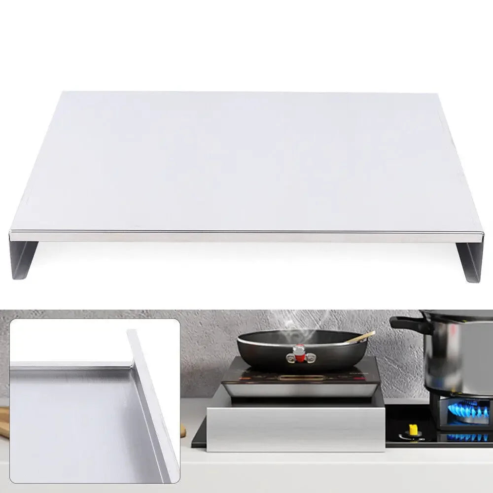 Stainless Steel Gas Stove Burner Cover Protective Top with Mounting Bracket Silver 30x40cm