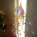 Crystal Wind Chime Star Moon Sun Catchers Windchimes Plated Colorful Beads Hanging Drop.
