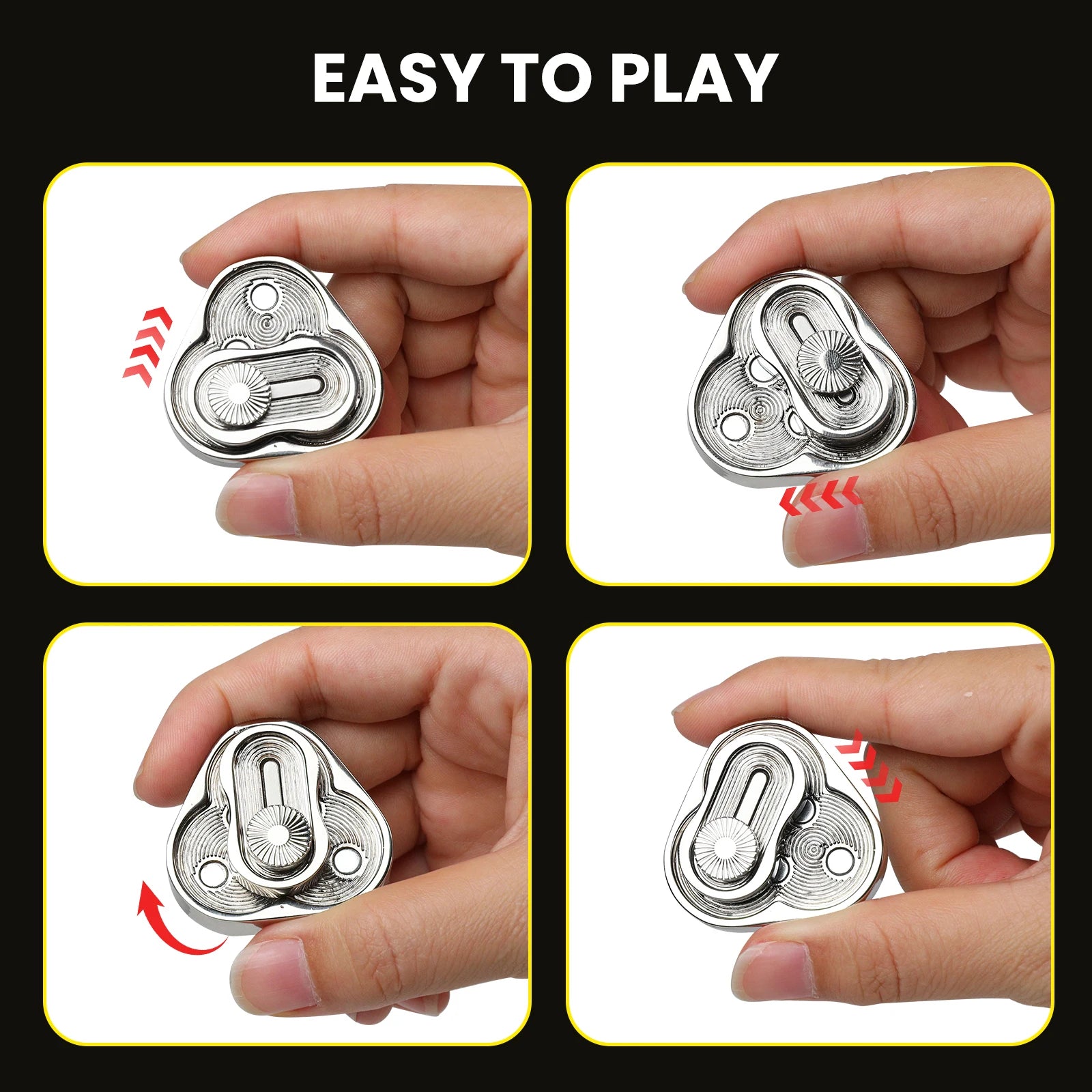 Metal Fidget Slider Triangle Rotation Stress and Anxiety Relief.