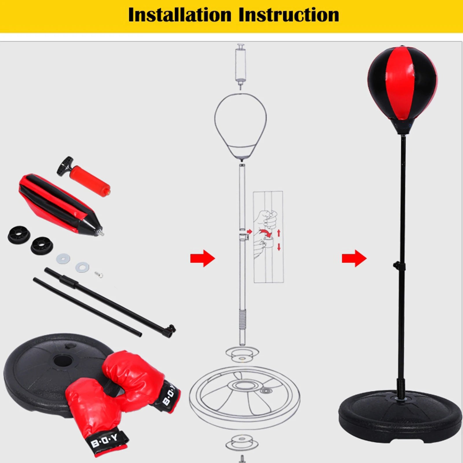 Children Boxing Set Kids Boxing Ball Adjustable Height Kids Punching Ball Bag Speed Boxing Sports Set Fighting Game With Gloves