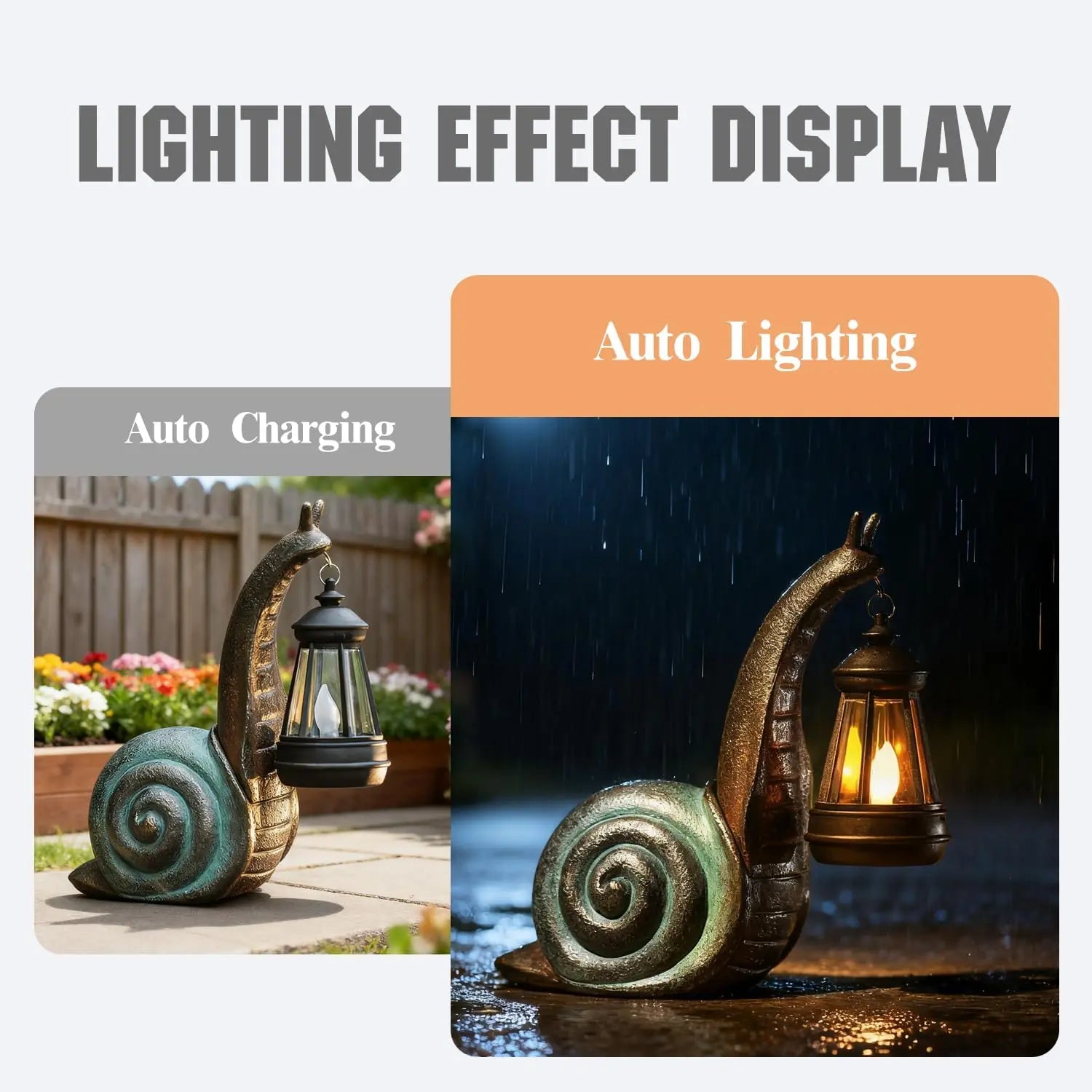 Solar powered Snail Garden Lights Outdoor Decor.